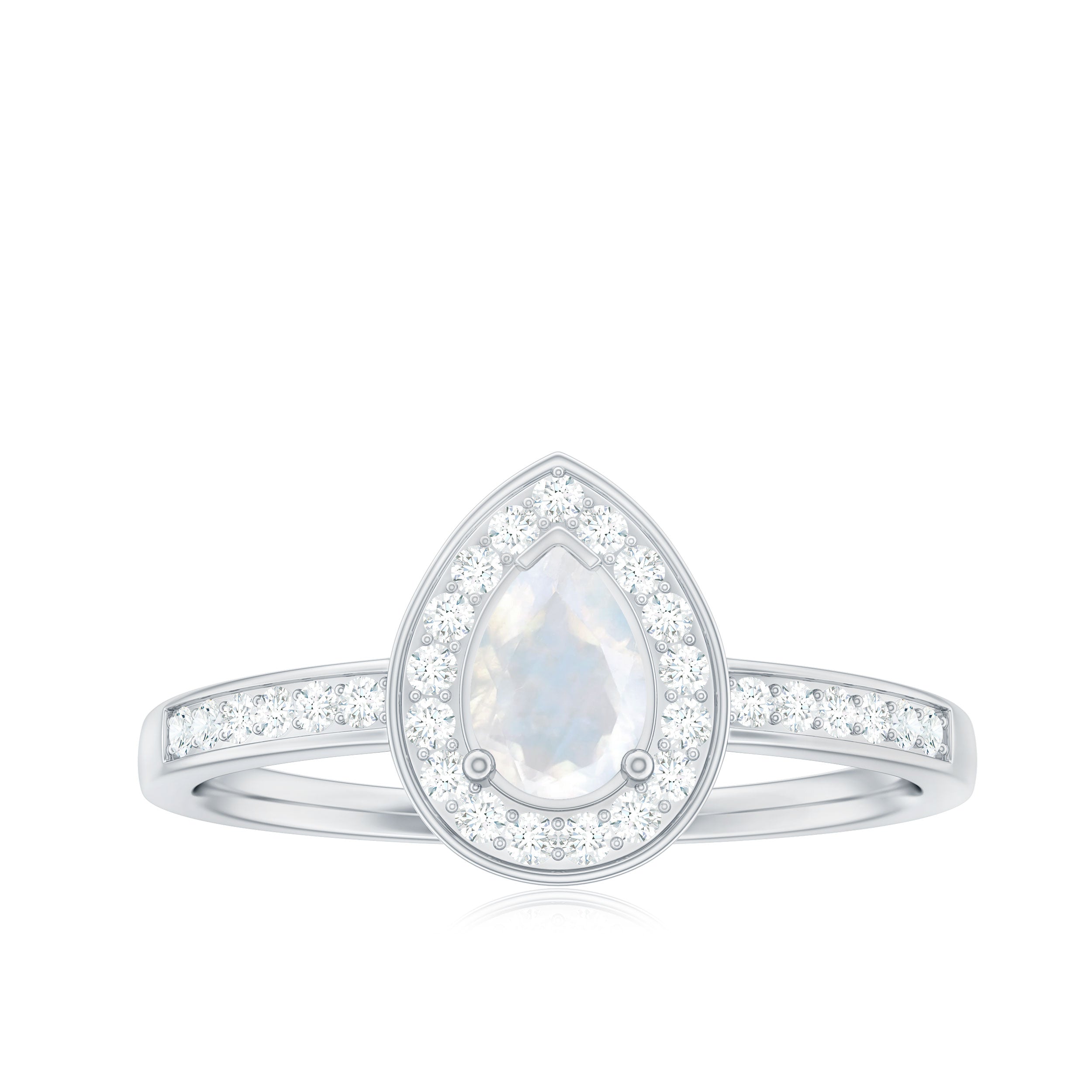 0.8 Carat Classic Moonstone and Diamond Halo Engagement Ring
