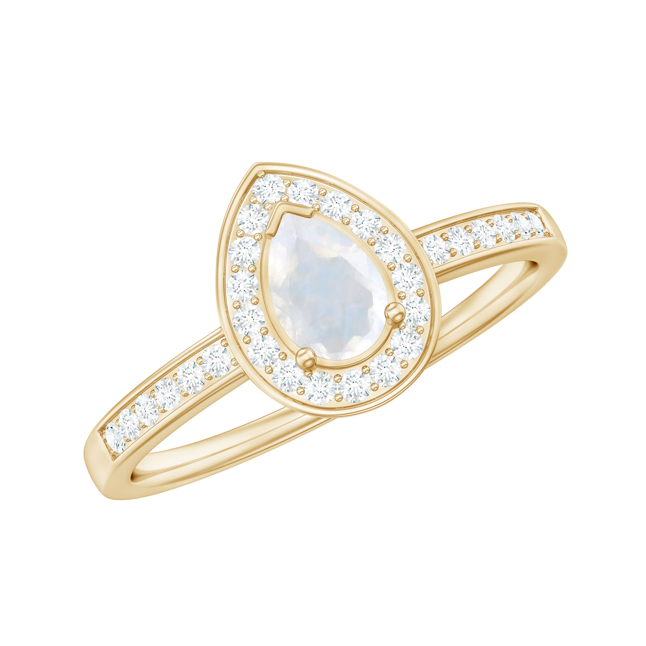 0.8 Carat Classic Moonstone and Diamond Halo Engagement Ring | Rings | Wiccan Center