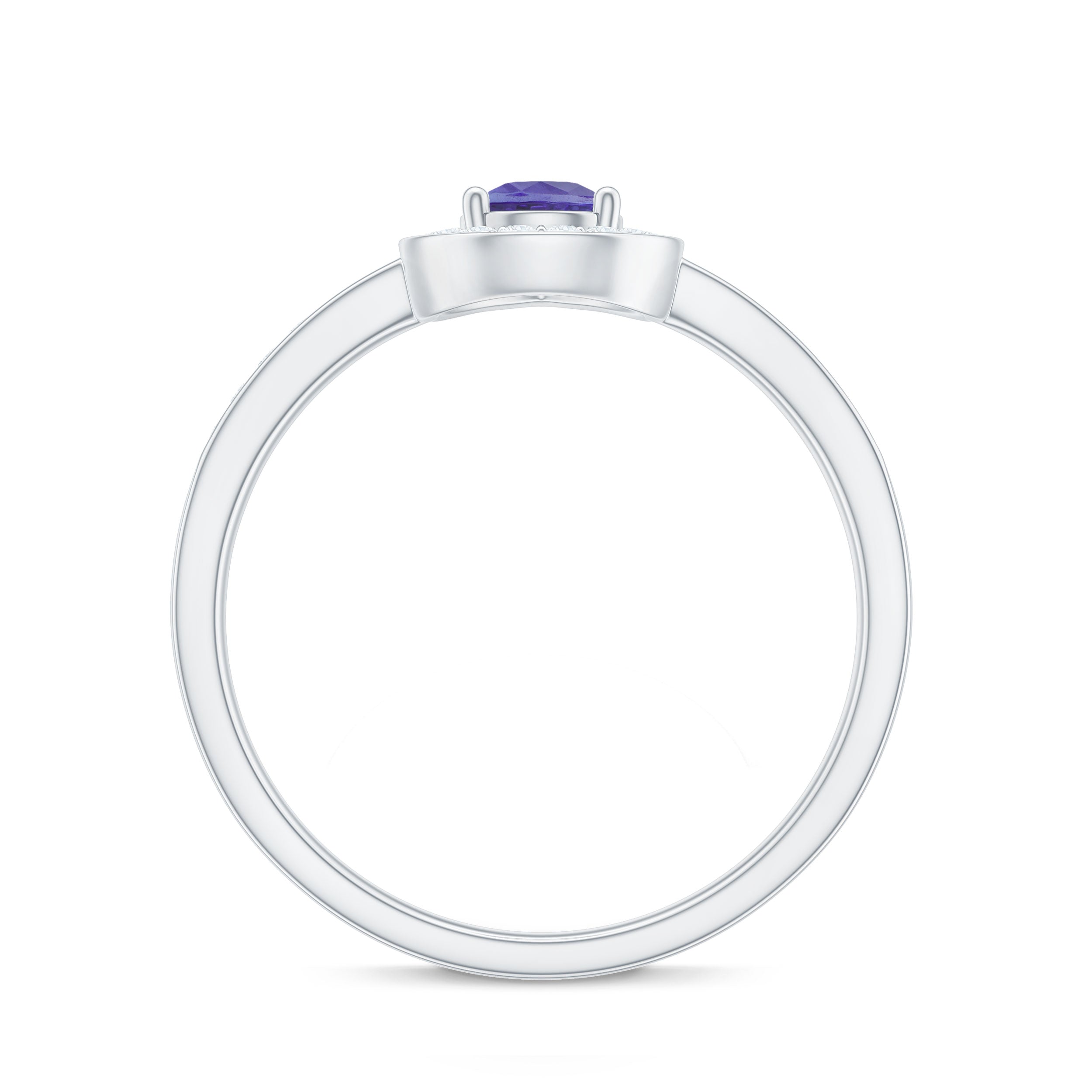 Natural Pear Cut Tanzanite Teardrop Engagement Ring with Diamond Halo