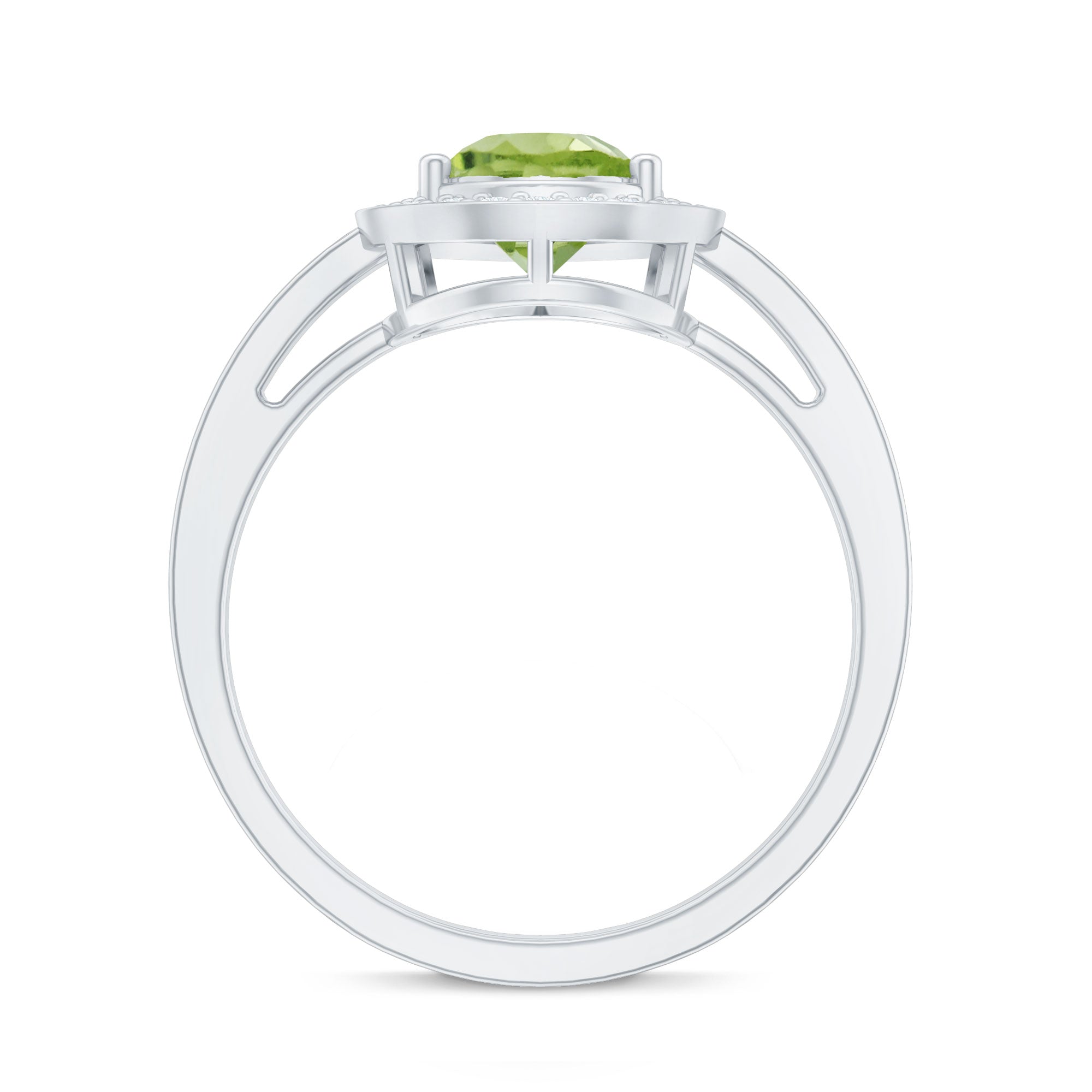 Natural 1 Carat Peridot Teardrop Engagement Ring with Diamond Halo