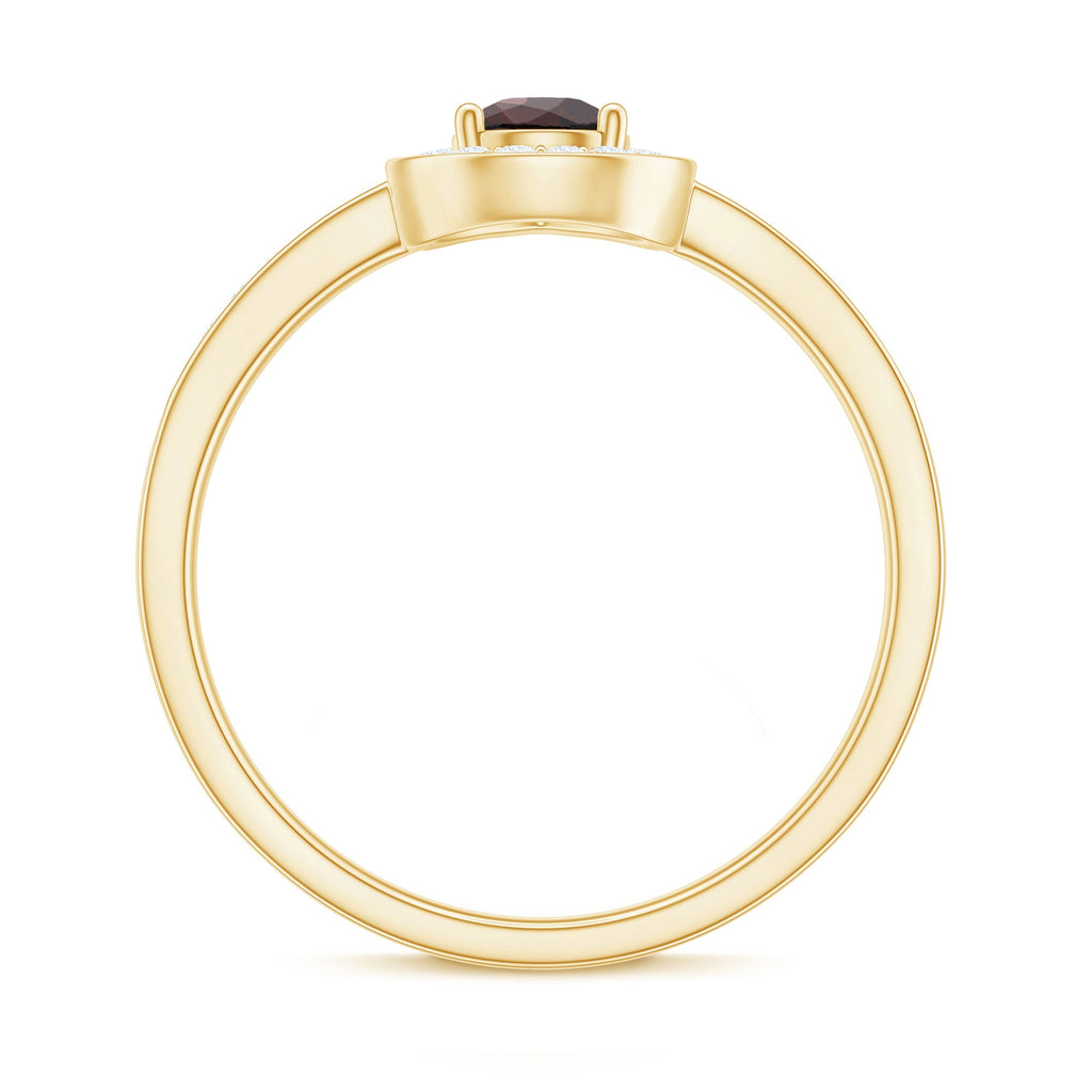 Classic Garnet Pear Shaped Engagement Ring with Diamond Halo