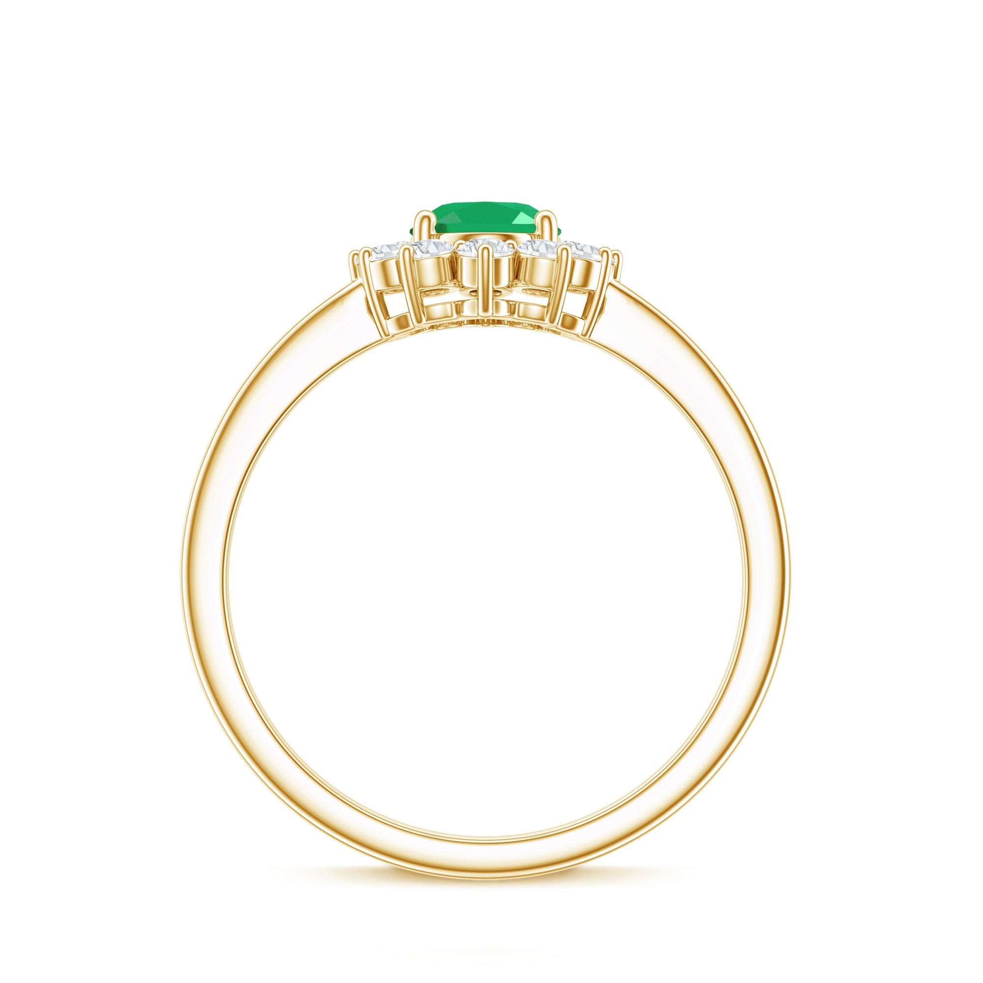Natural 0.7 Carat Emerald Oval Engagement Ring with Diamond Halo