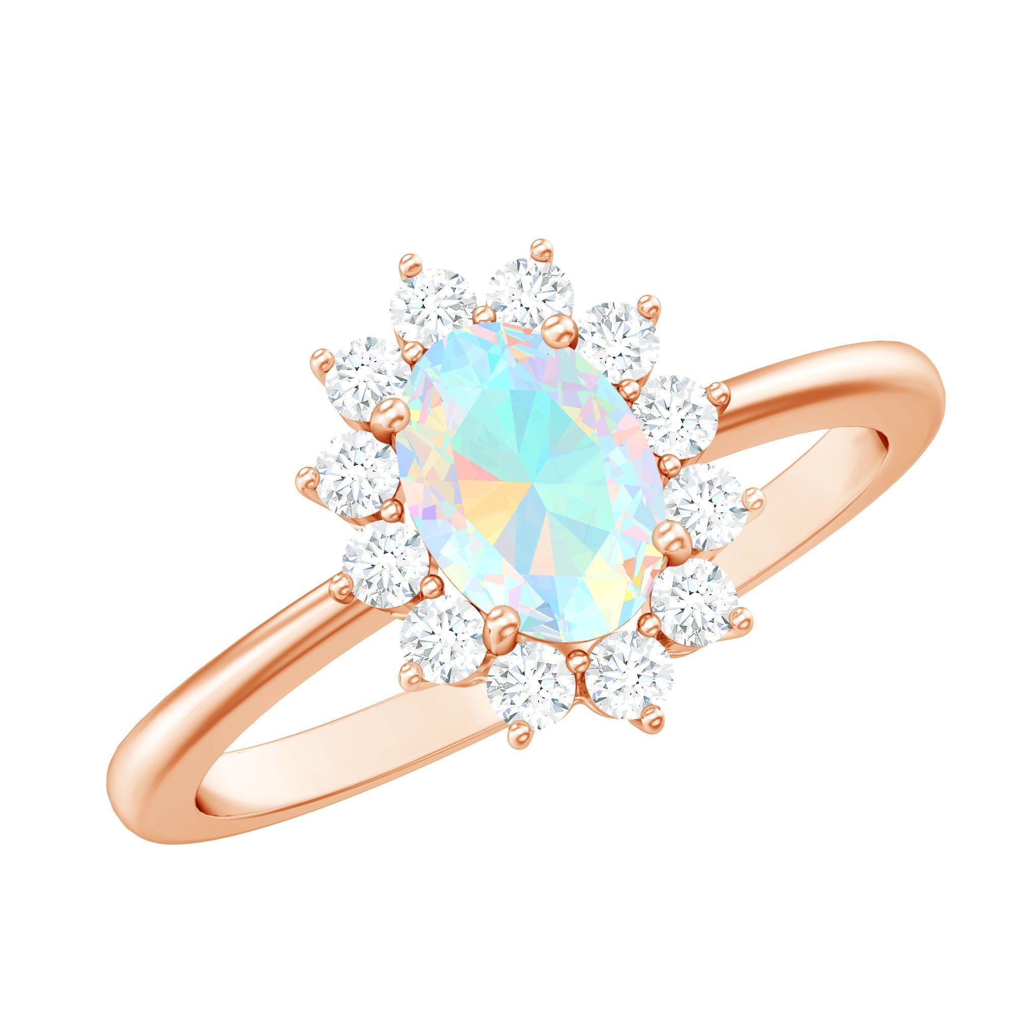Certified Real Ethiopian Opal Oval Engagement Ring with Diamond Halo | Rings | Wiccan Center