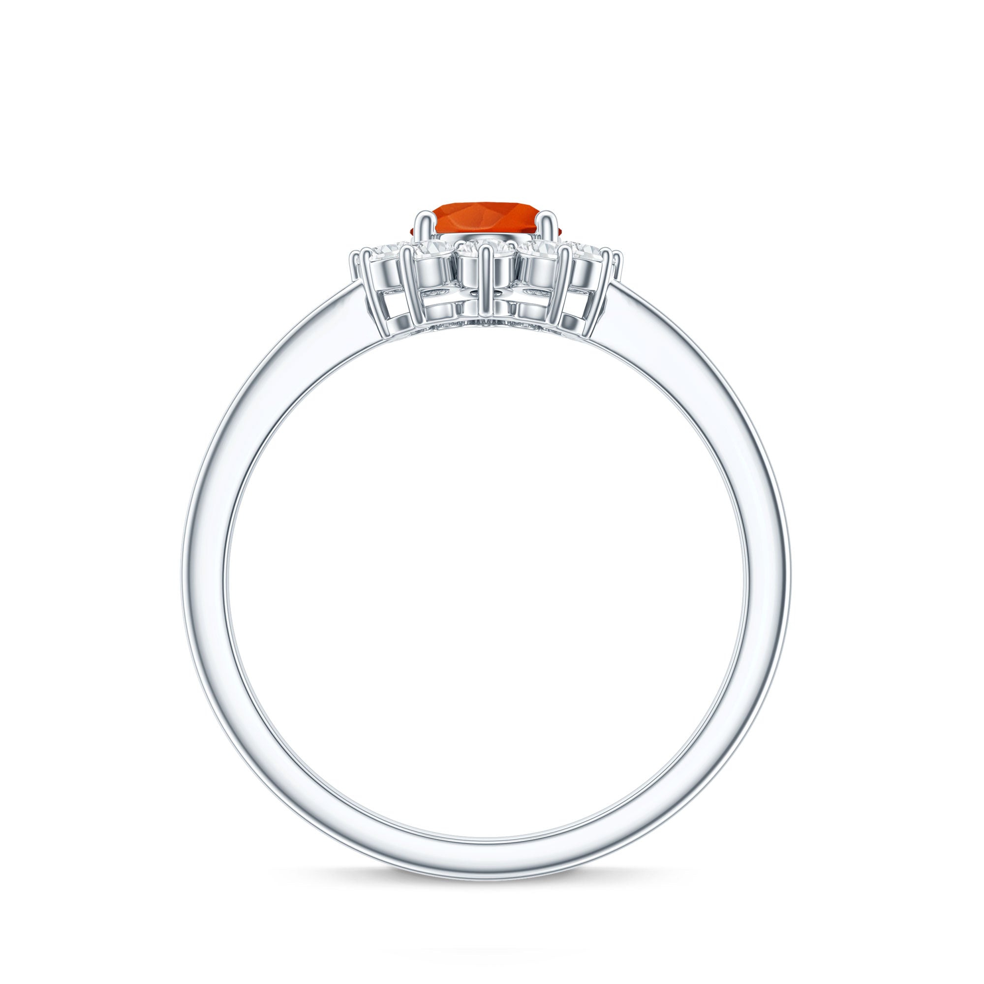 0.6 Carat Princess Diana Inspired Fire Opal and Diamond Engagement Ring