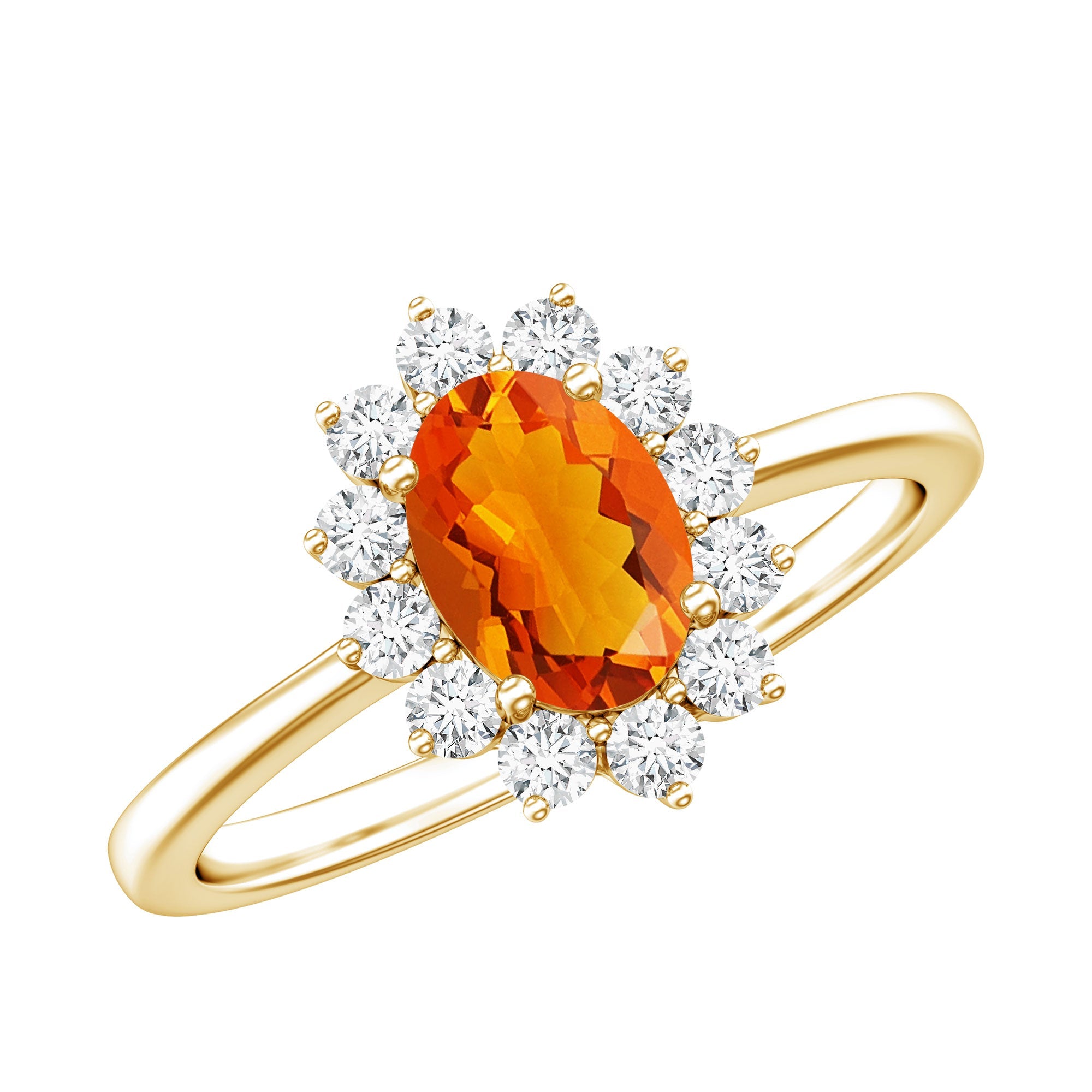 0.6 Carat Princess Diana Inspired Fire Opal and Diamond Engagement Ring | Rings | Wiccan Center