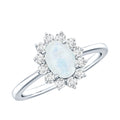 Princess Diana Inspired Moonstone Engagement Ring Diamond Halo
