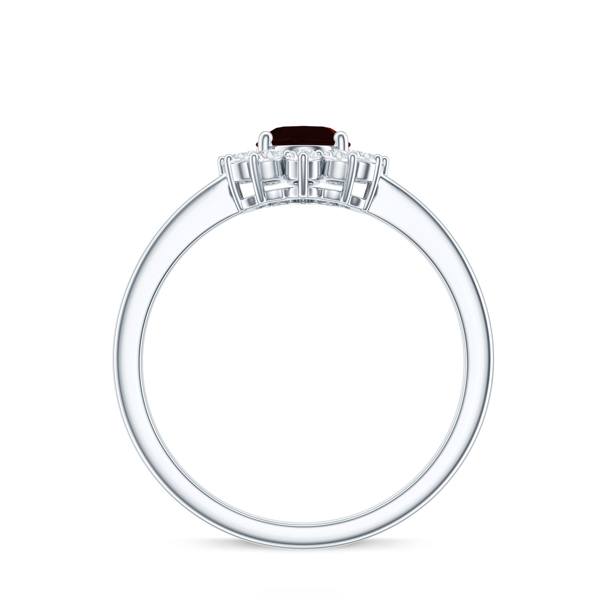 Natural 1.5 Carat Garnet Oblong Engagement Ring with Diamond Halo