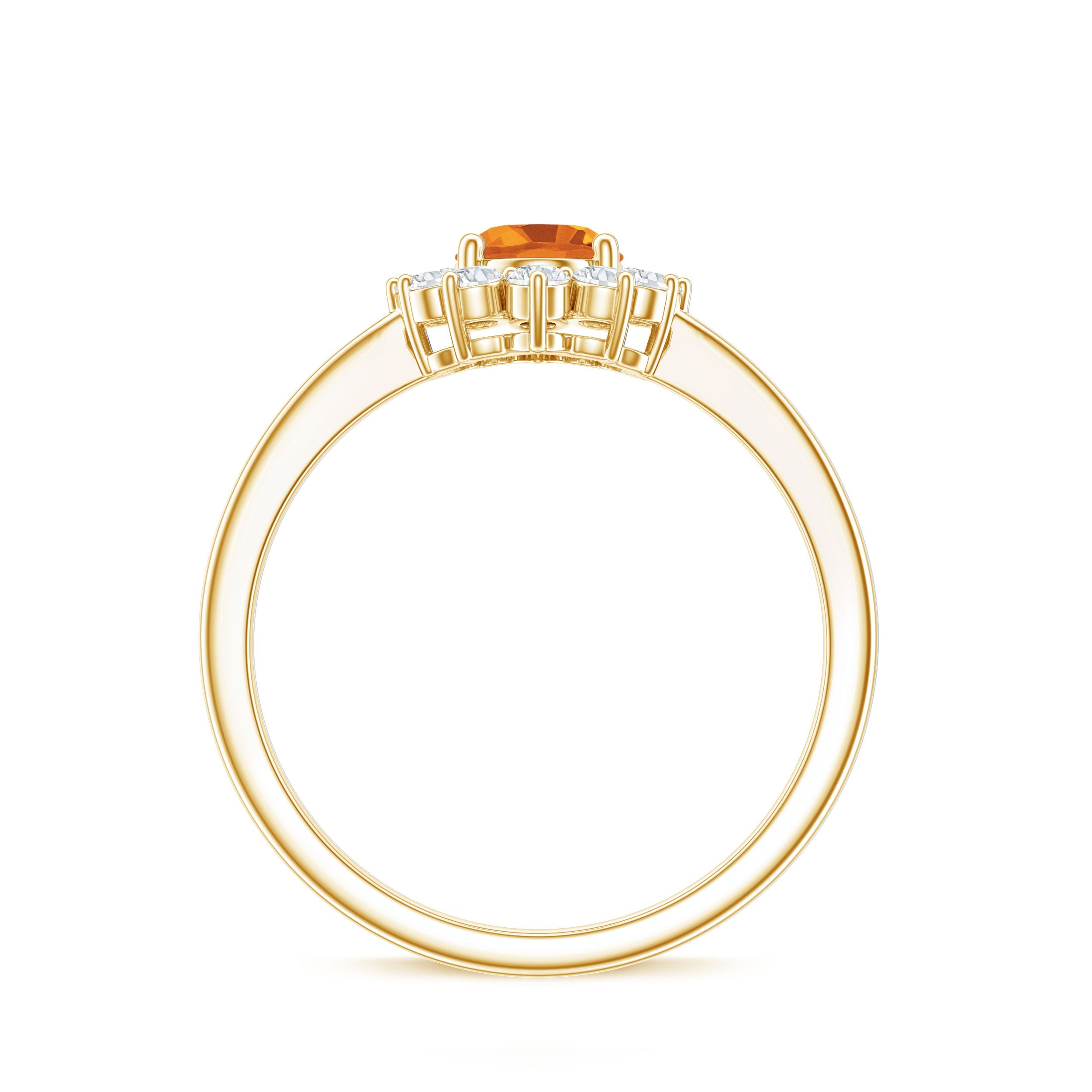 Real 1 Carat Citrine Oval Shape Engagement Ring with Diamond Halo