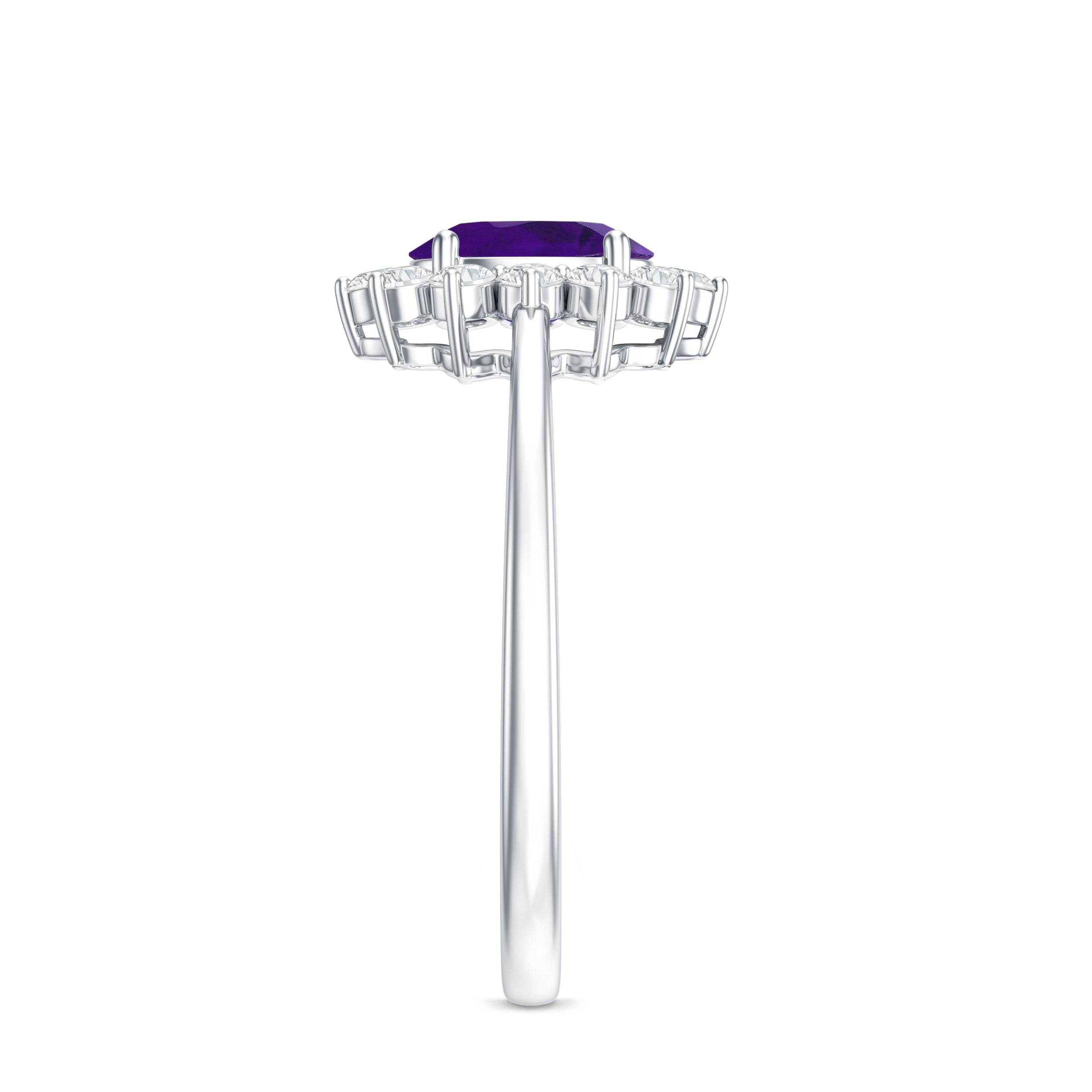 1 Carat Princess Diana Inspired Amethyst Engagement Ring Diamond Halo