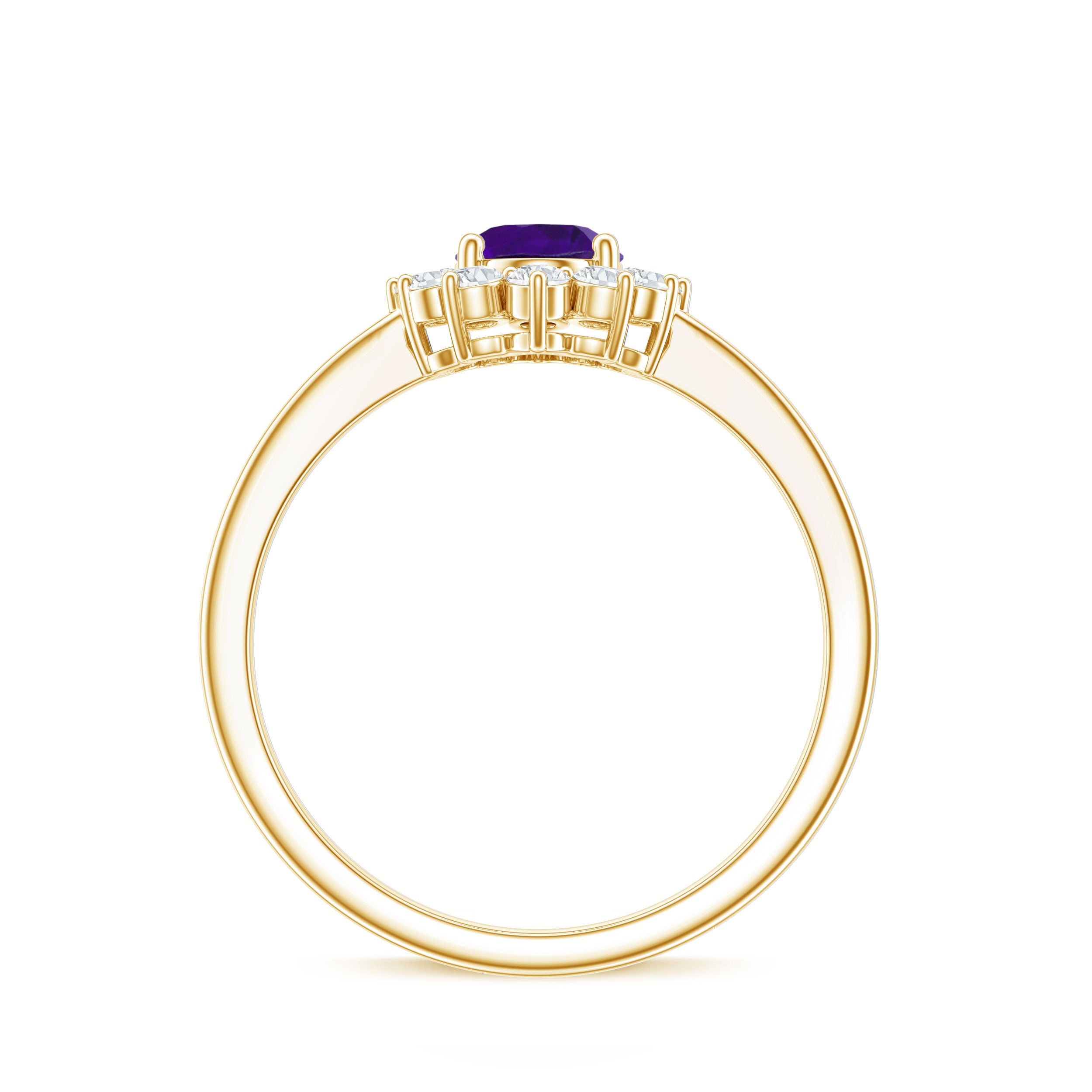 1 Carat Princess Diana Inspired Amethyst Engagement Ring Diamond Halo