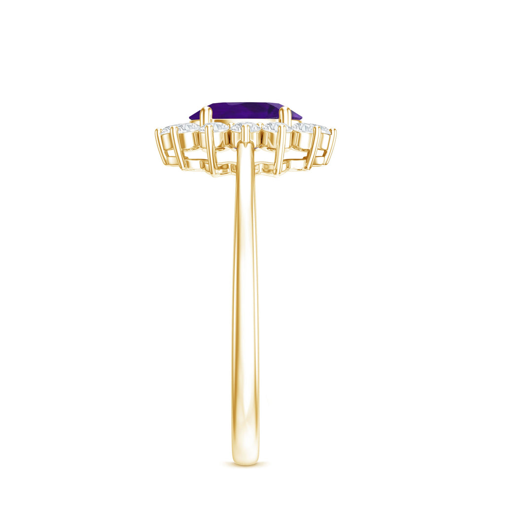 1 Carat Princess Diana Inspired Amethyst Engagement Ring Diamond Halo