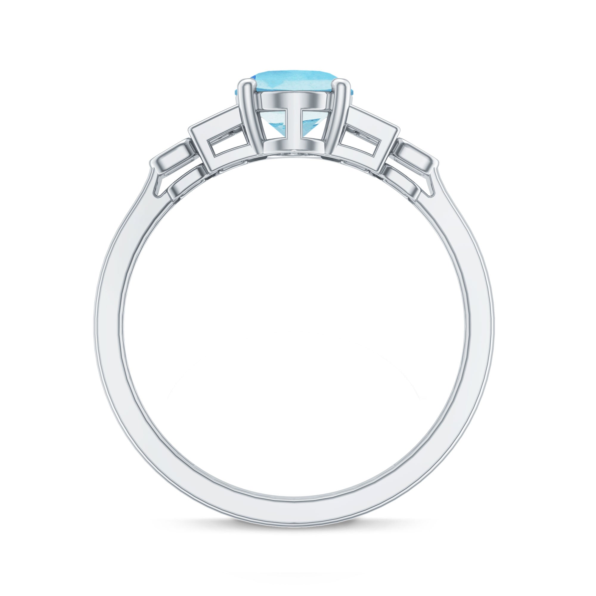Real 1 Carat Aquamarine Statement Engagement Ring with Diamond