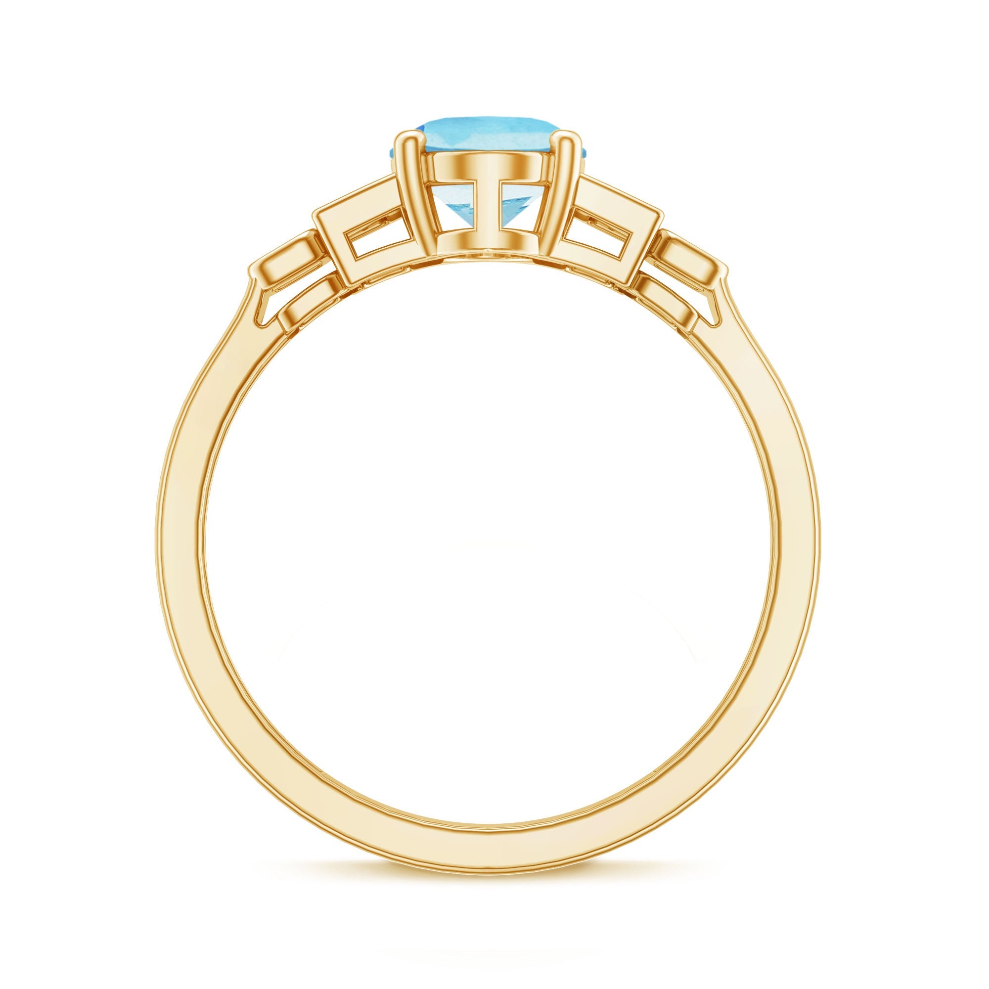 Real 1 Carat Aquamarine Statement Engagement Ring with Diamond