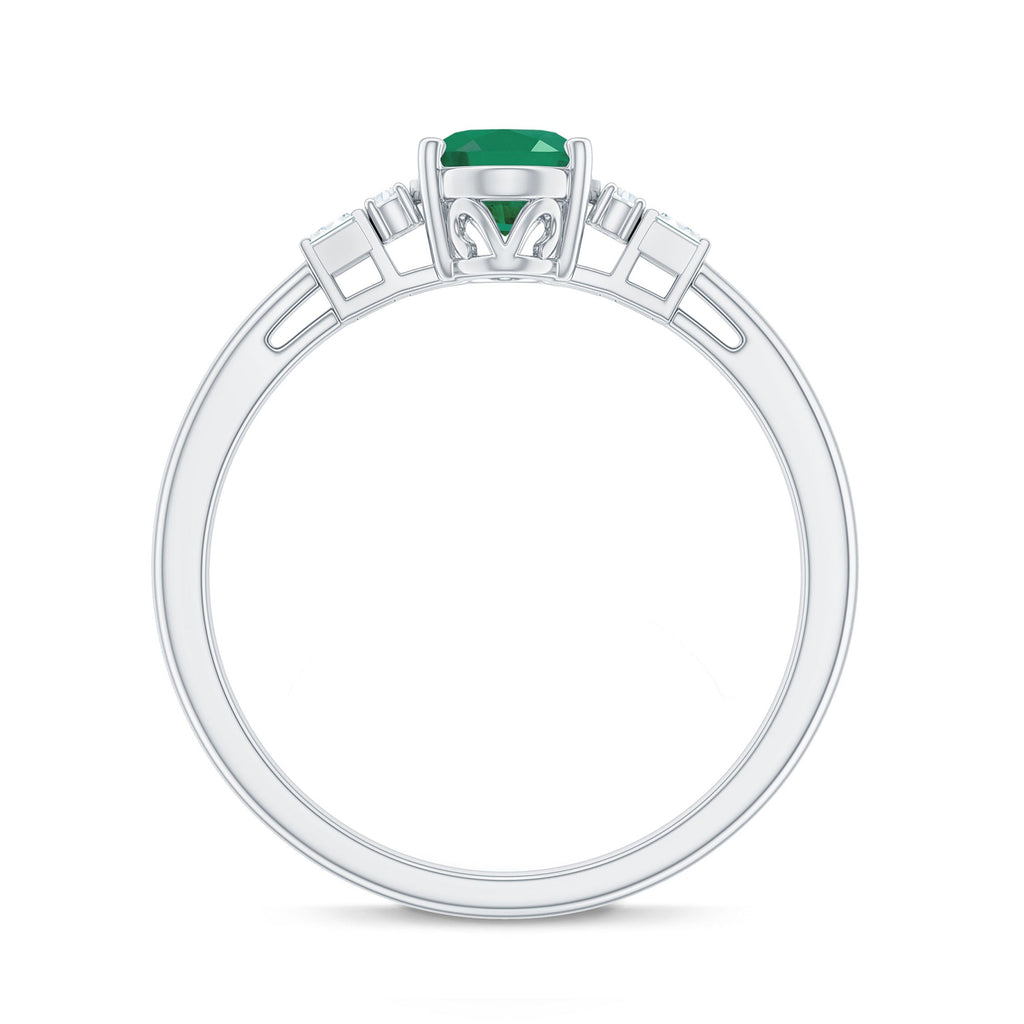 Natural Emerald and Diamond Engagement Ring for Her