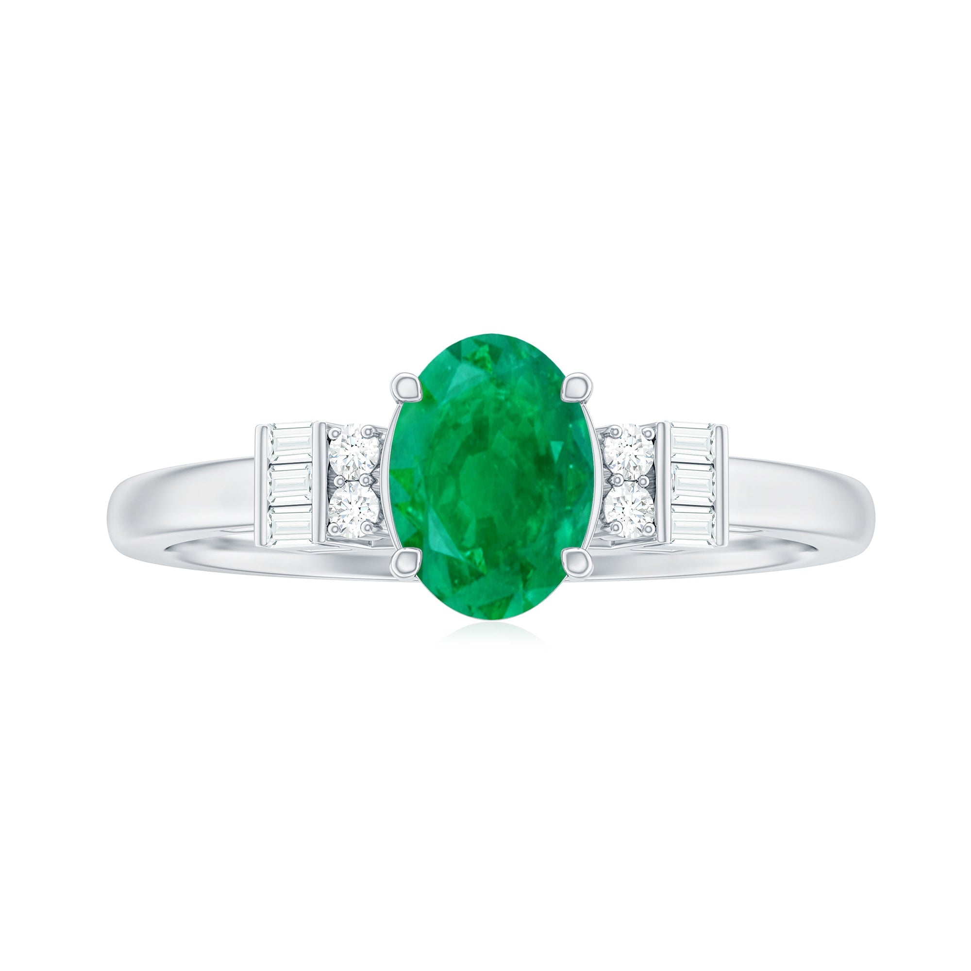 Natural Emerald and Diamond Engagement Ring for Her