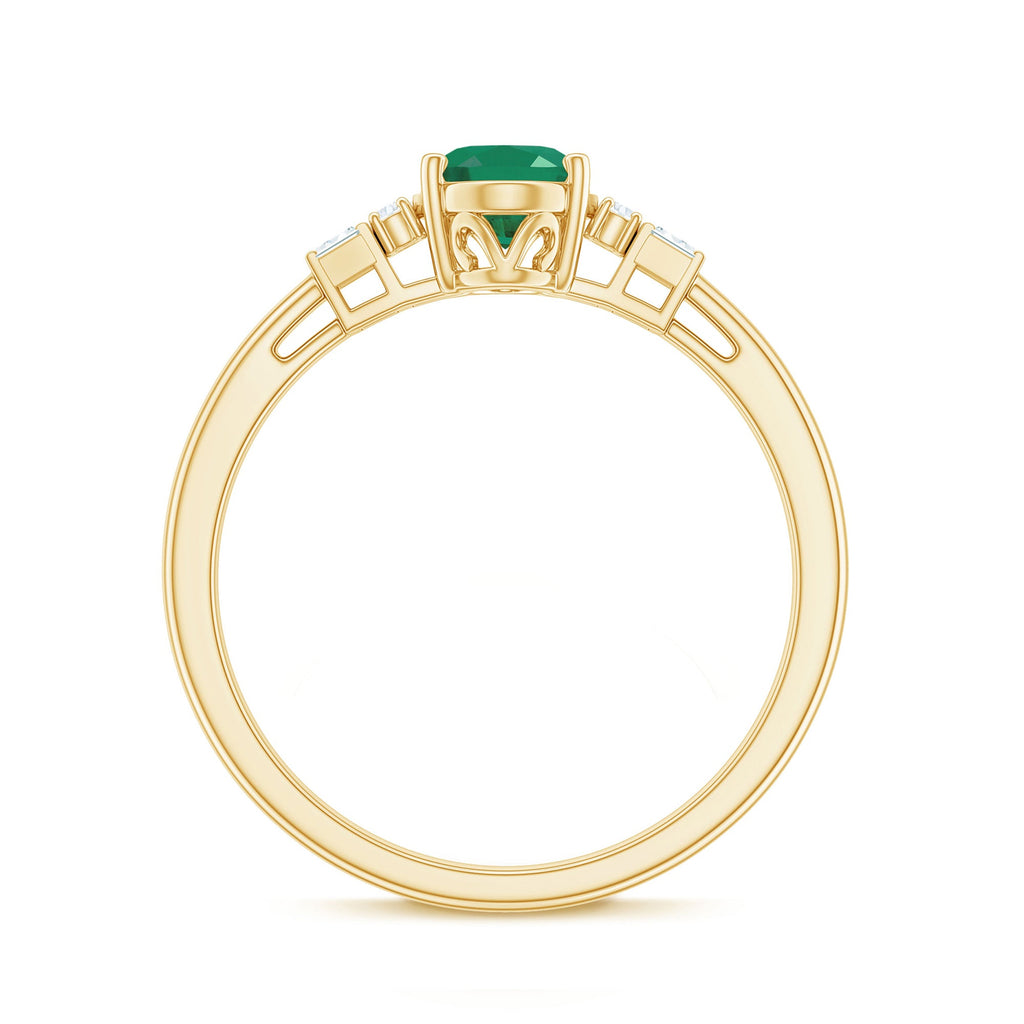 Natural Emerald and Diamond Engagement Ring for Her