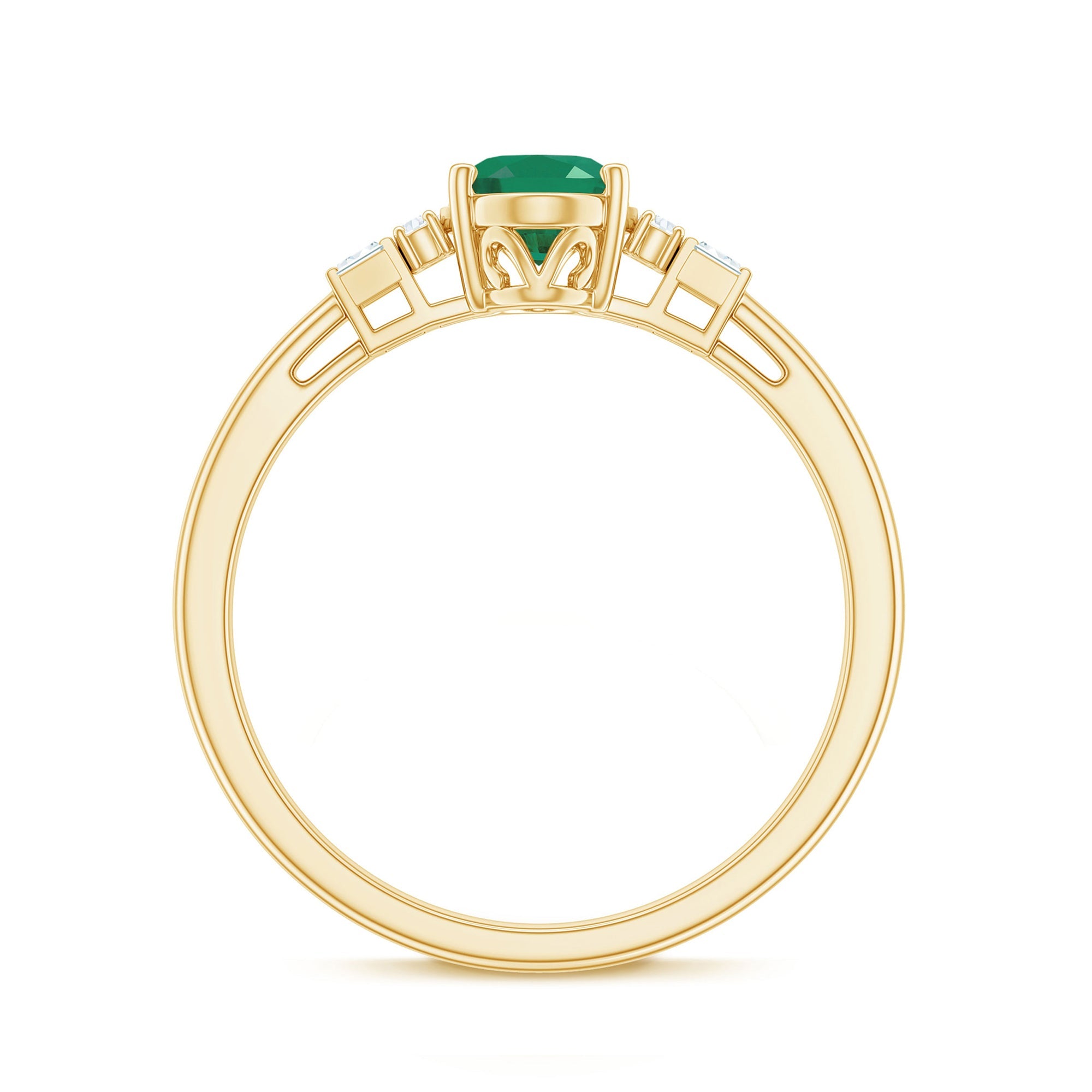 Natural Emerald and Diamond Engagement Ring for Her