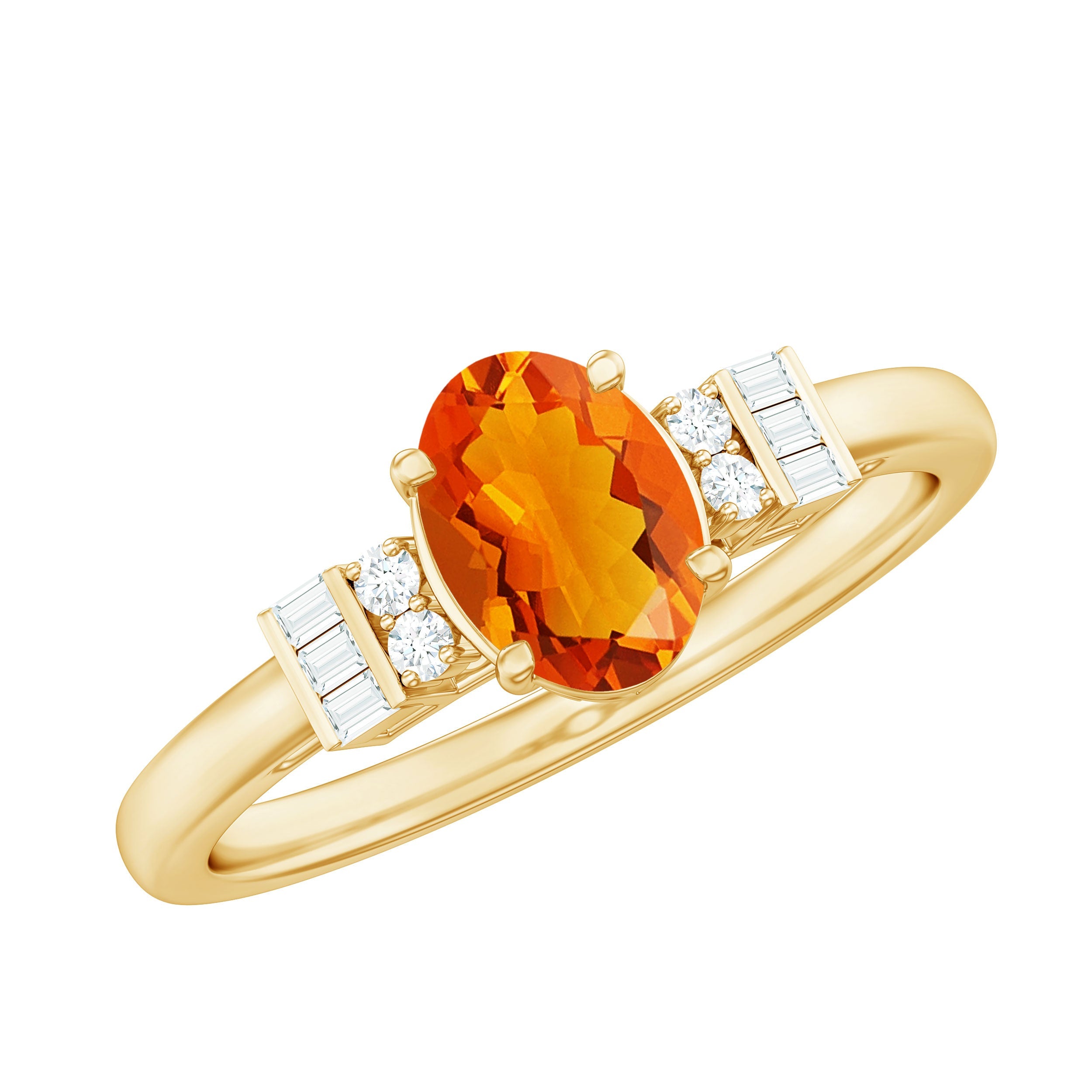 0.6 Carat Natural Oval Cut Fire Opal Classic Engagement Ring with Diamond | Rings | Wiccan Center