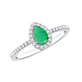 0.3 Carat Pear Cut Emerald Teardrop Engagement Ring with Diamond Halo