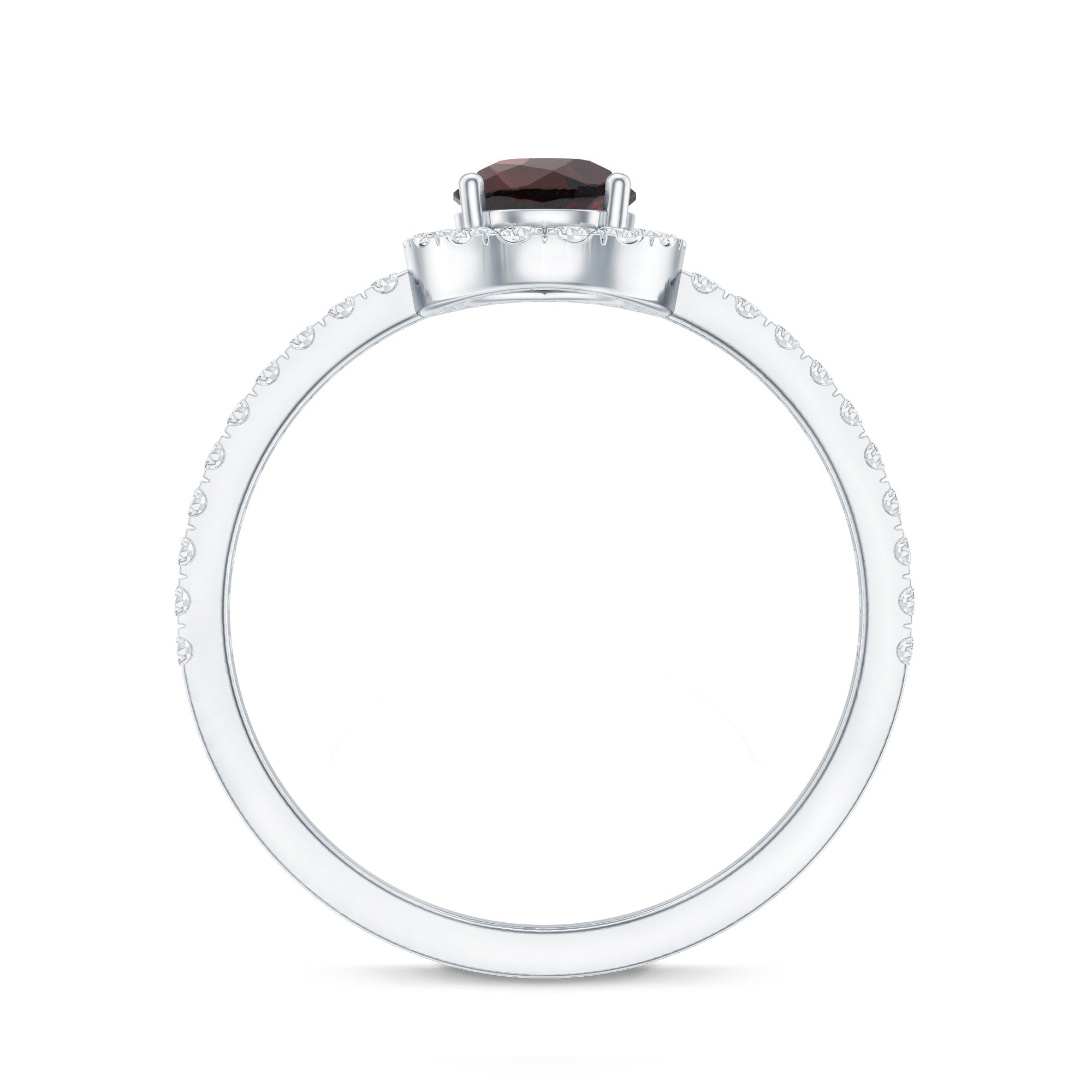 Natural 0.8 Carat Garnet Teardrop Engagement Ring with Diamond Halo