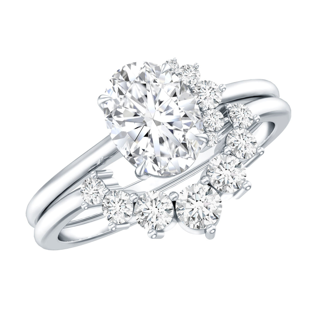 Designer 1.2 Carat Oval Cut Moissanite Wedding Ring Set With Certificate