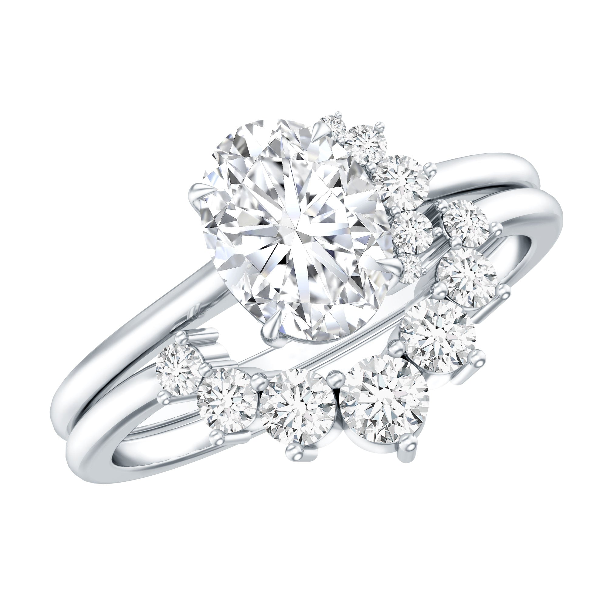 Designer 1.2 Carat Oval Cut Moissanite Wedding Ring Set With Certificate