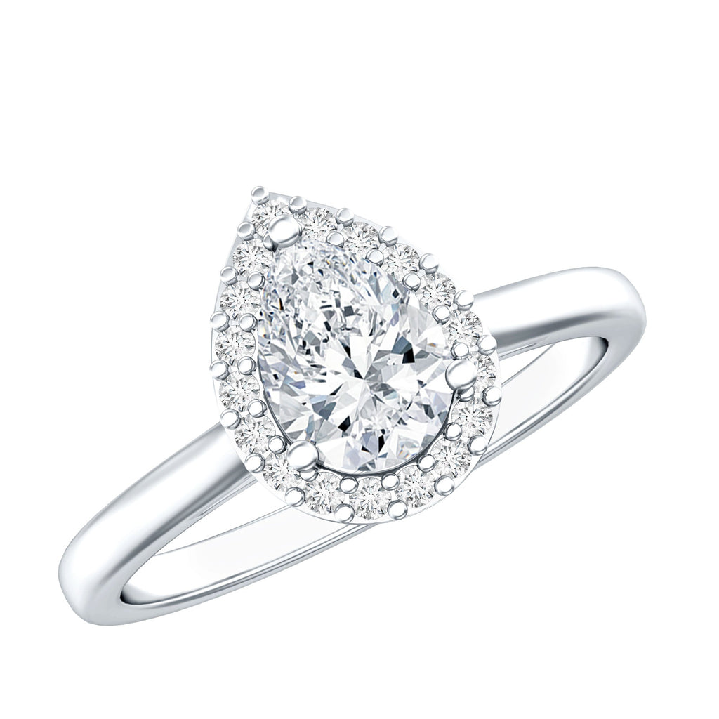 0.7 Carat Brilliant Cut Moissanite Teardrop Engagement Ring
