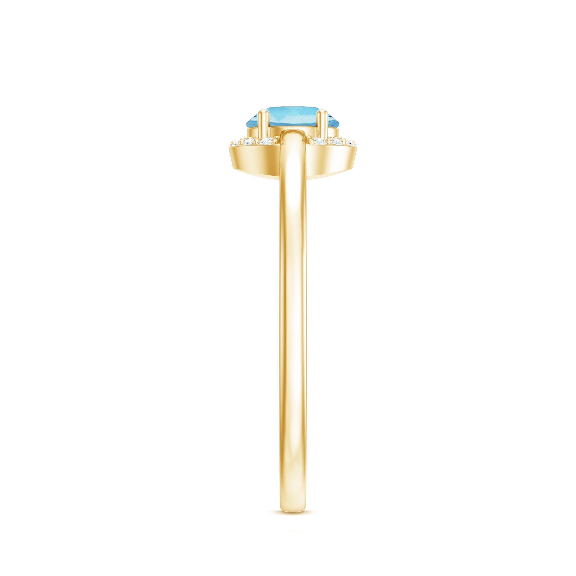 Certified Real Aquamarine Promise Ring with Diamond Halo