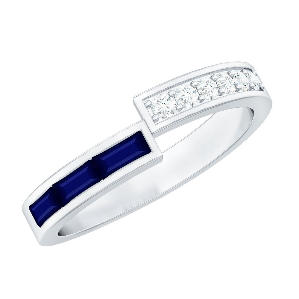 Natural Blue Sapphire Diamond Anniversary Band Ring