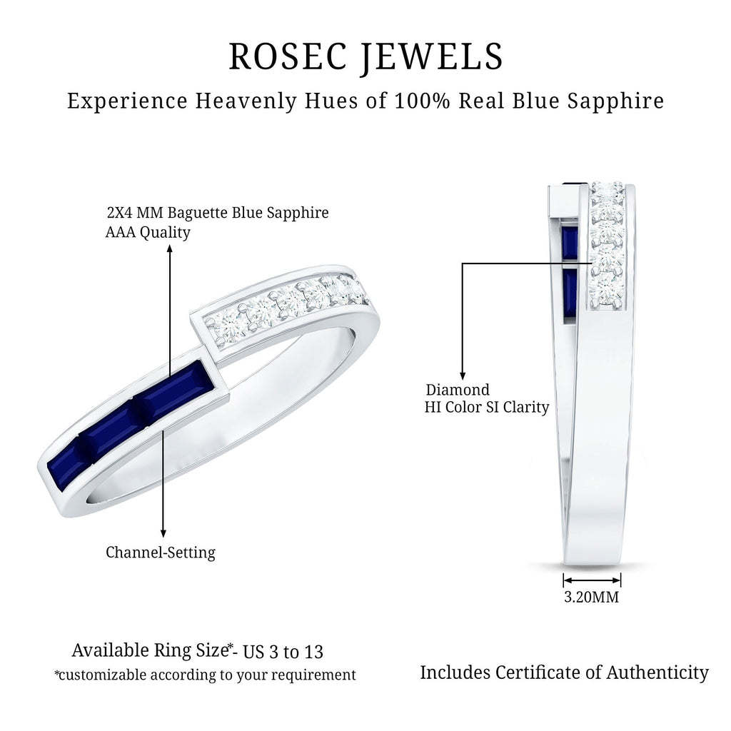 Natural Blue Sapphire Diamond Anniversary Band Ring