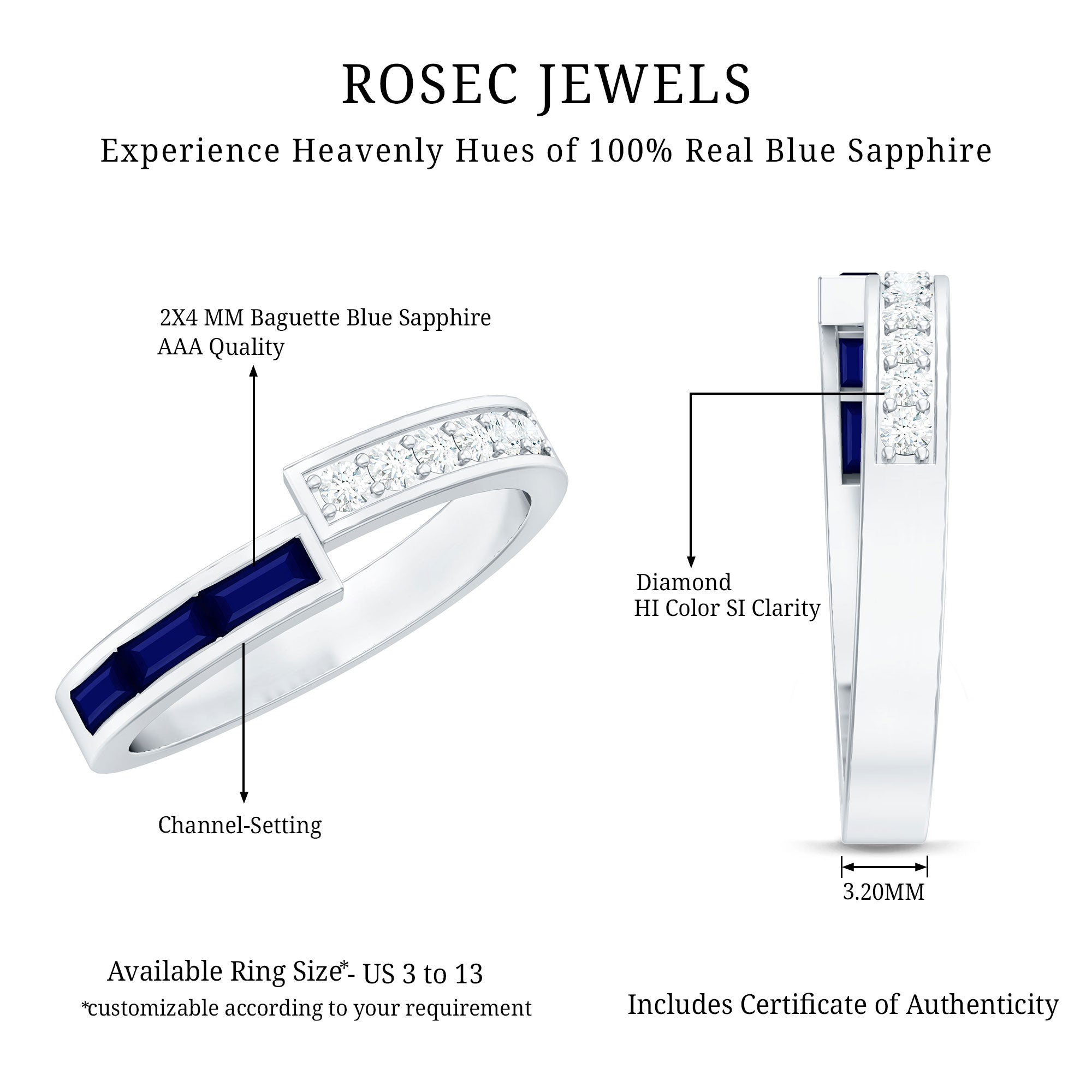Natural Blue Sapphire Diamond Anniversary Band Ring