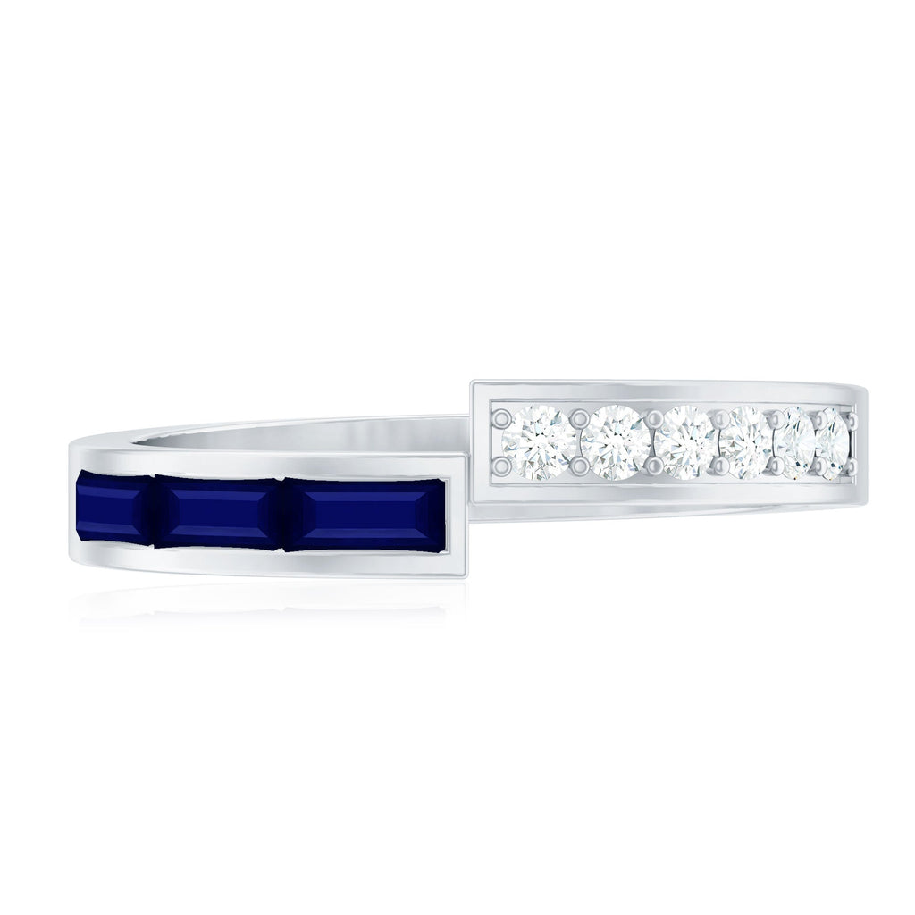 Natural Blue Sapphire Diamond Anniversary Band Ring