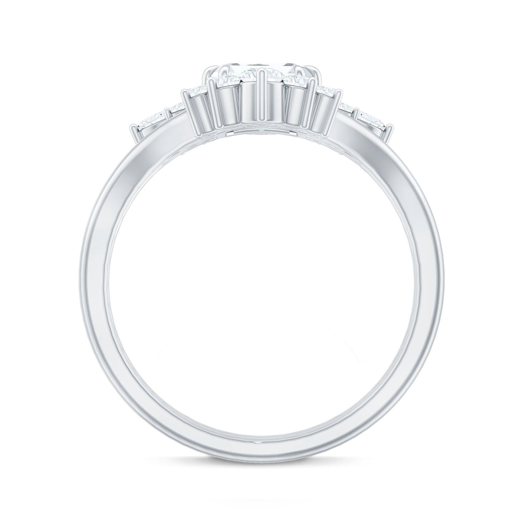 Designer Emerald Cut Moissanite Wedding Ring Set for Women