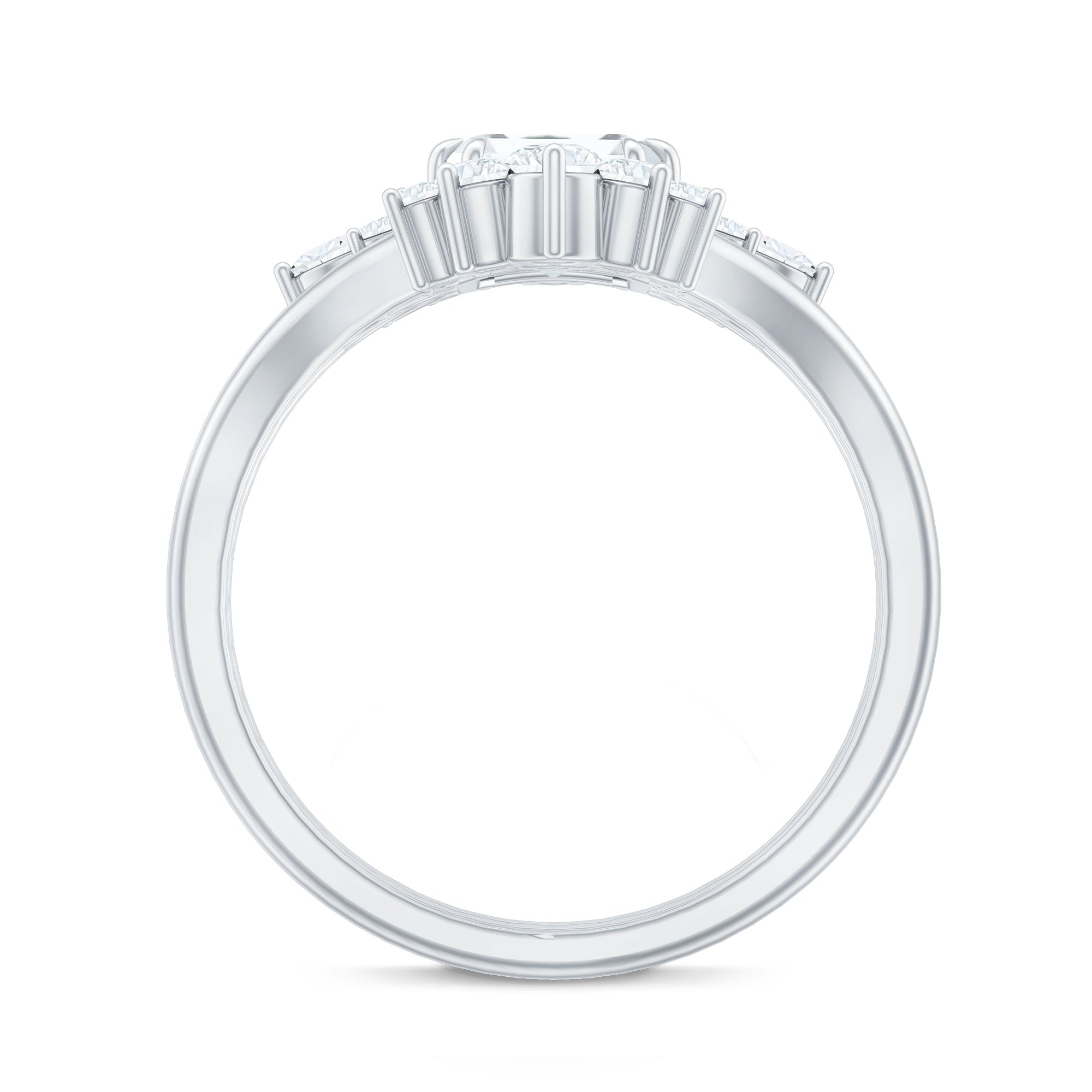 Designer Emerald Cut Moissanite Wedding Ring Set for Women