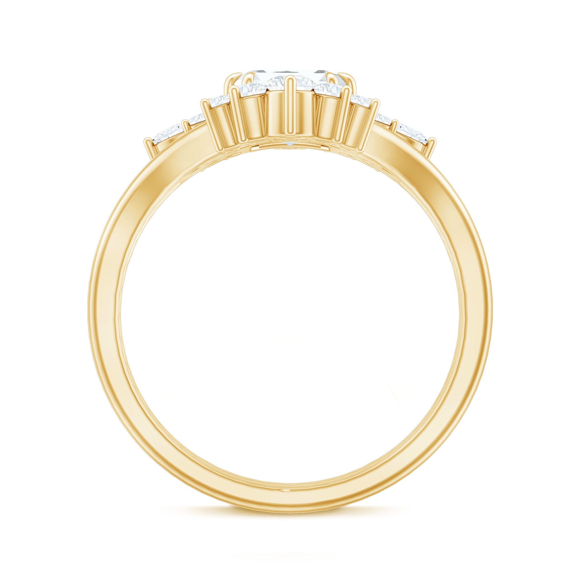 Designer Emerald Cut Moissanite Wedding Ring Set for Women