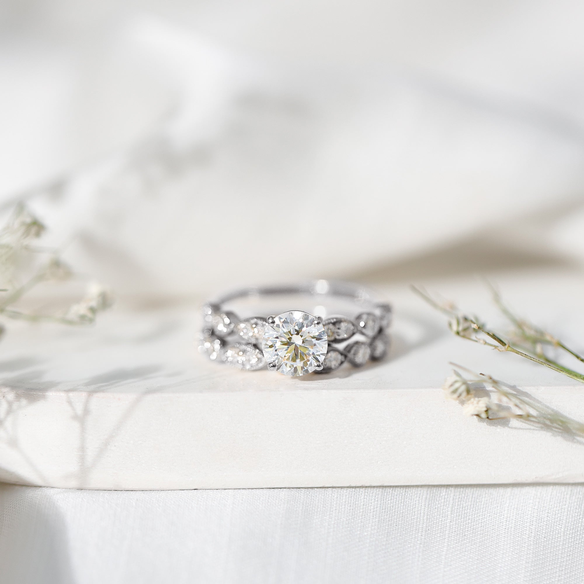 2 Carat Brilliant Cut Moissanite Bridal Ring Set