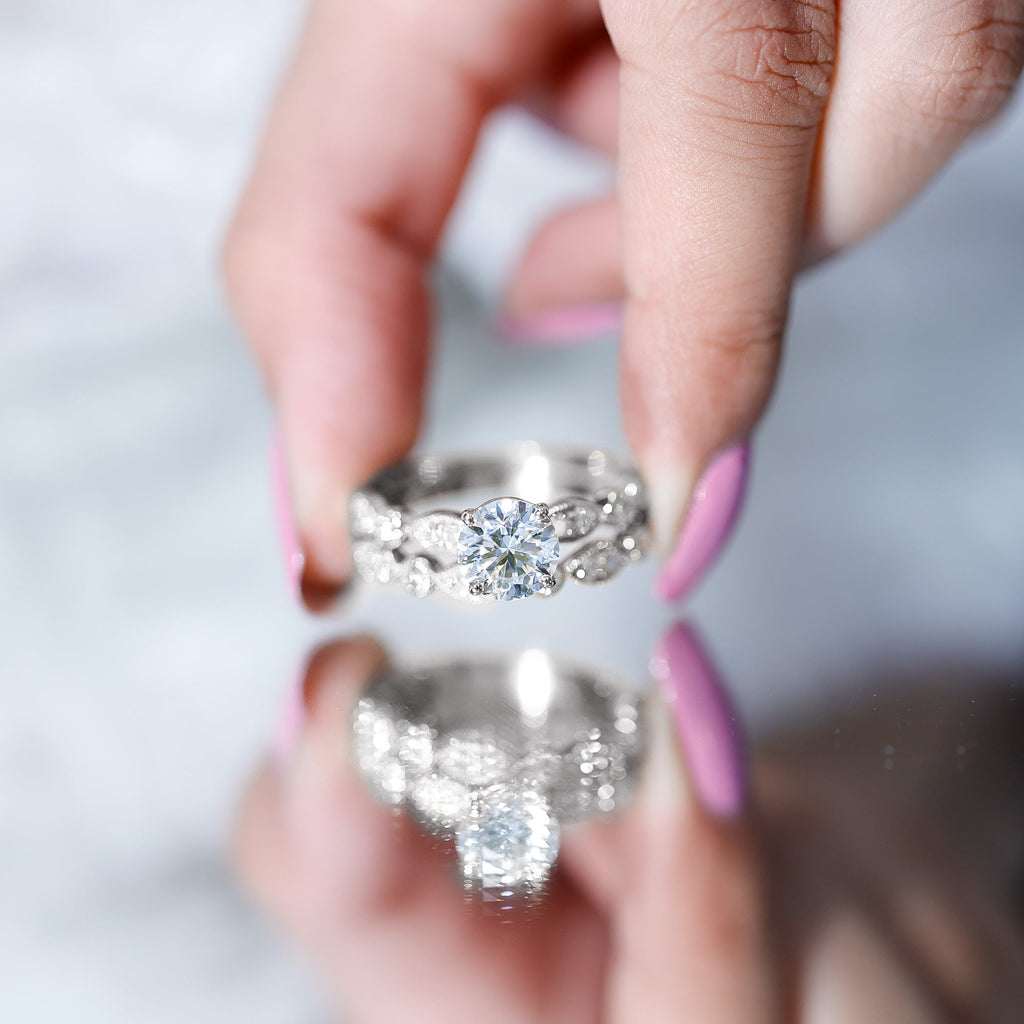 2 Carat Brilliant Cut Moissanite Bridal Ring Set