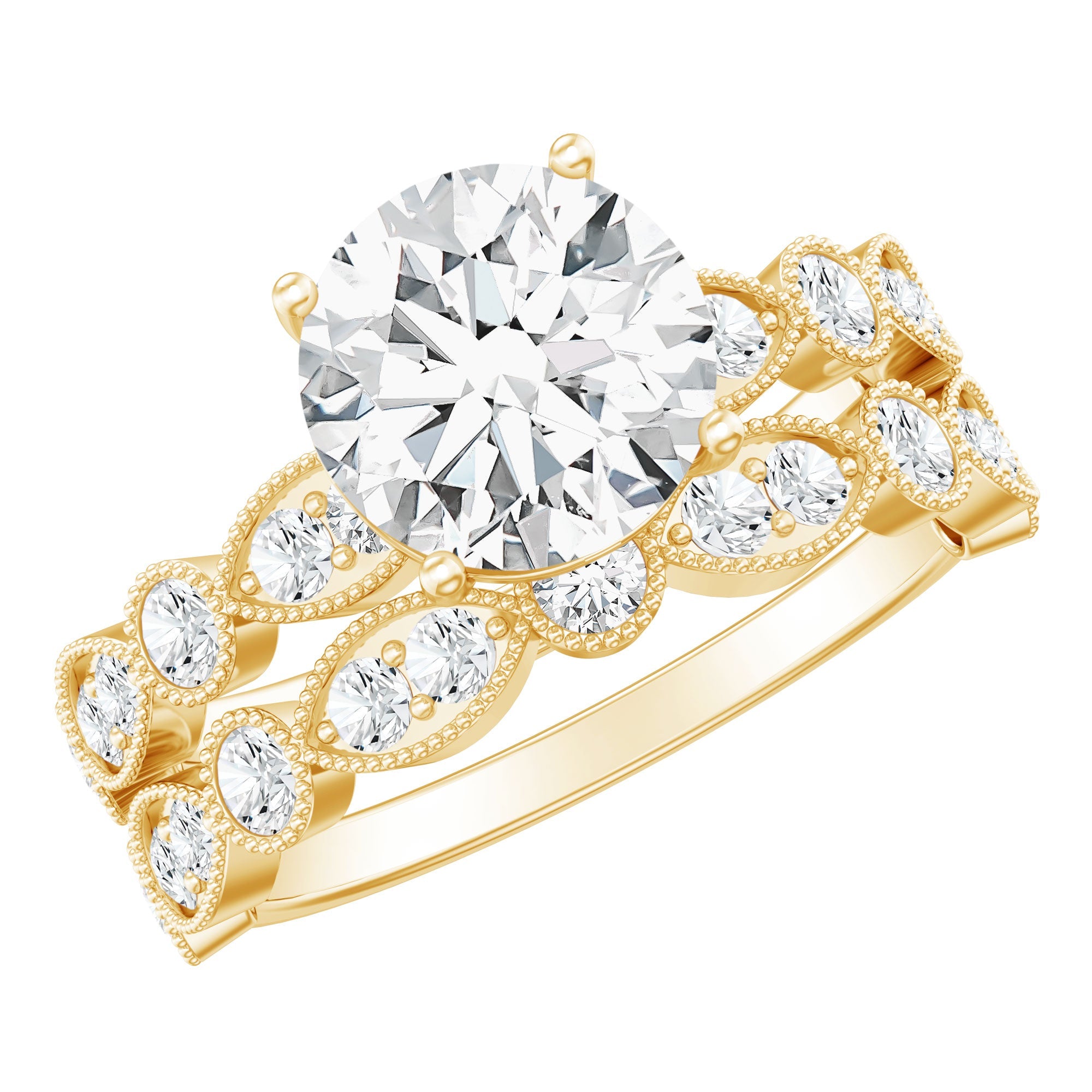 2 Carat Brilliant Cut Moissanite Bridal Ring Set | Rings | Wiccan Center