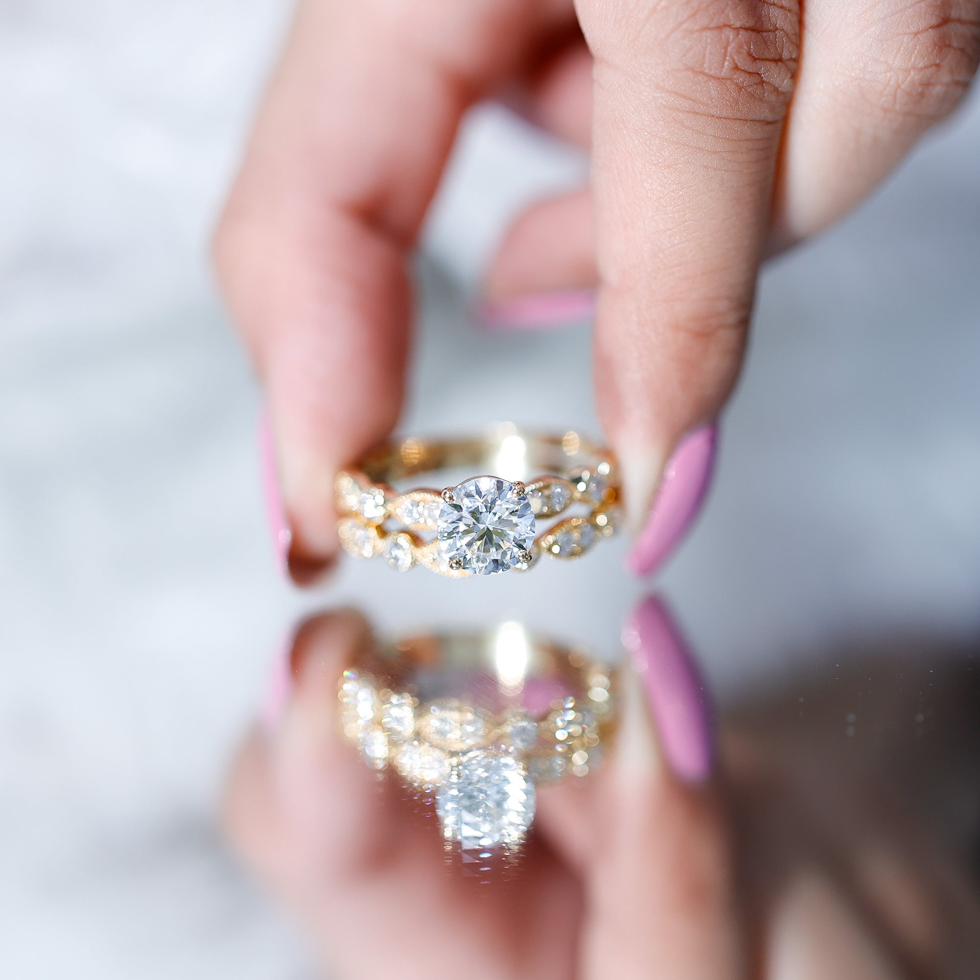 2 Carat Brilliant Cut Moissanite Bridal Ring Set