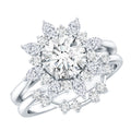 Flower Inspired Moissanite Halo Engagement Ring with Enhancer