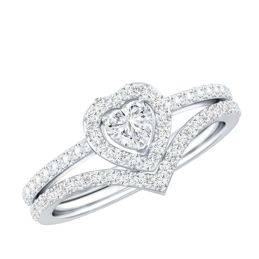 Heart Shape Moissanite Wedding Ring Set For Women