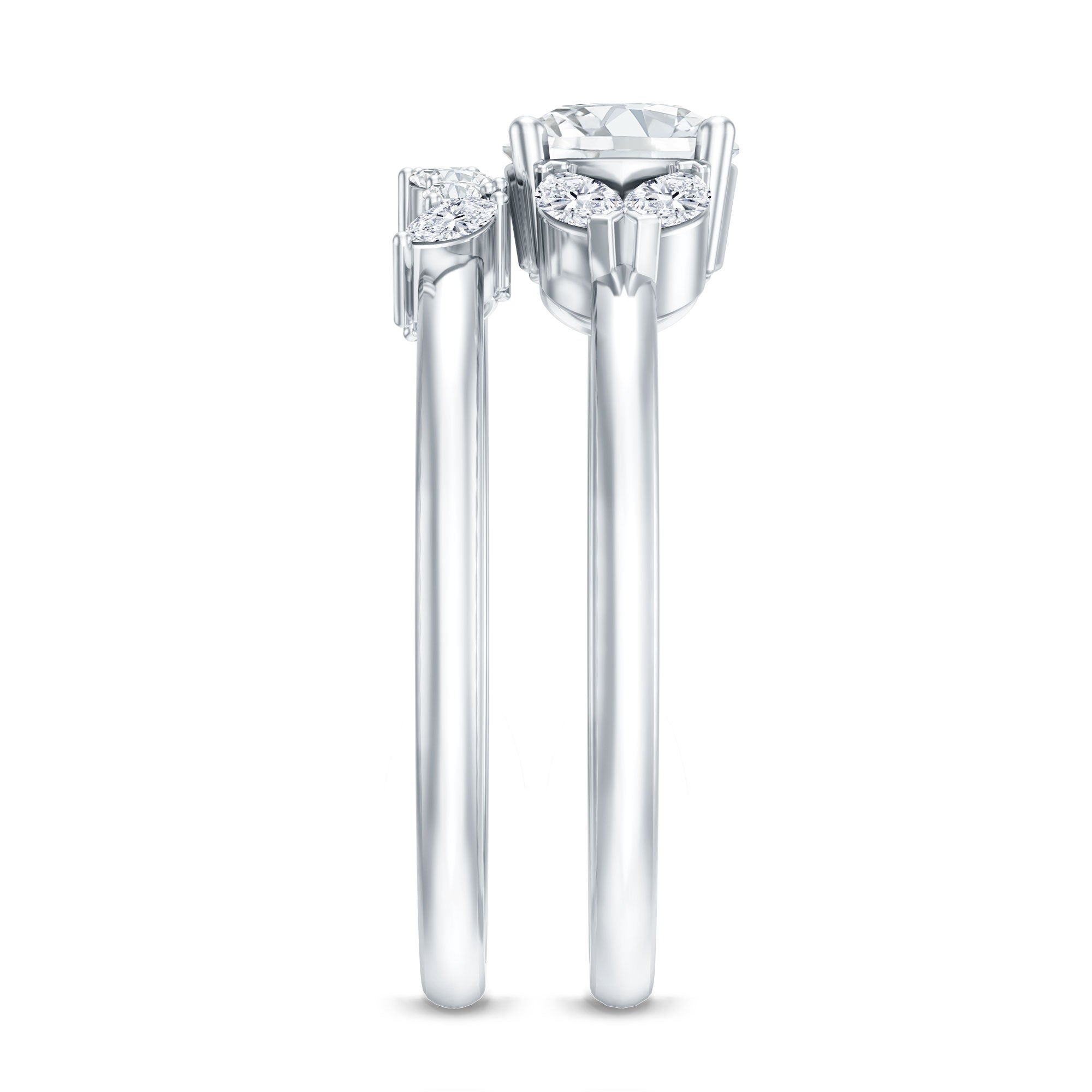 Round Cut Moissanite Bridal Ring Set with Certificate