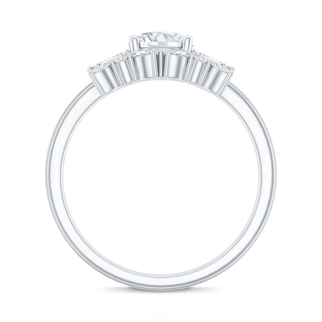 Round Cut Moissanite Bridal Ring Set with Certificate