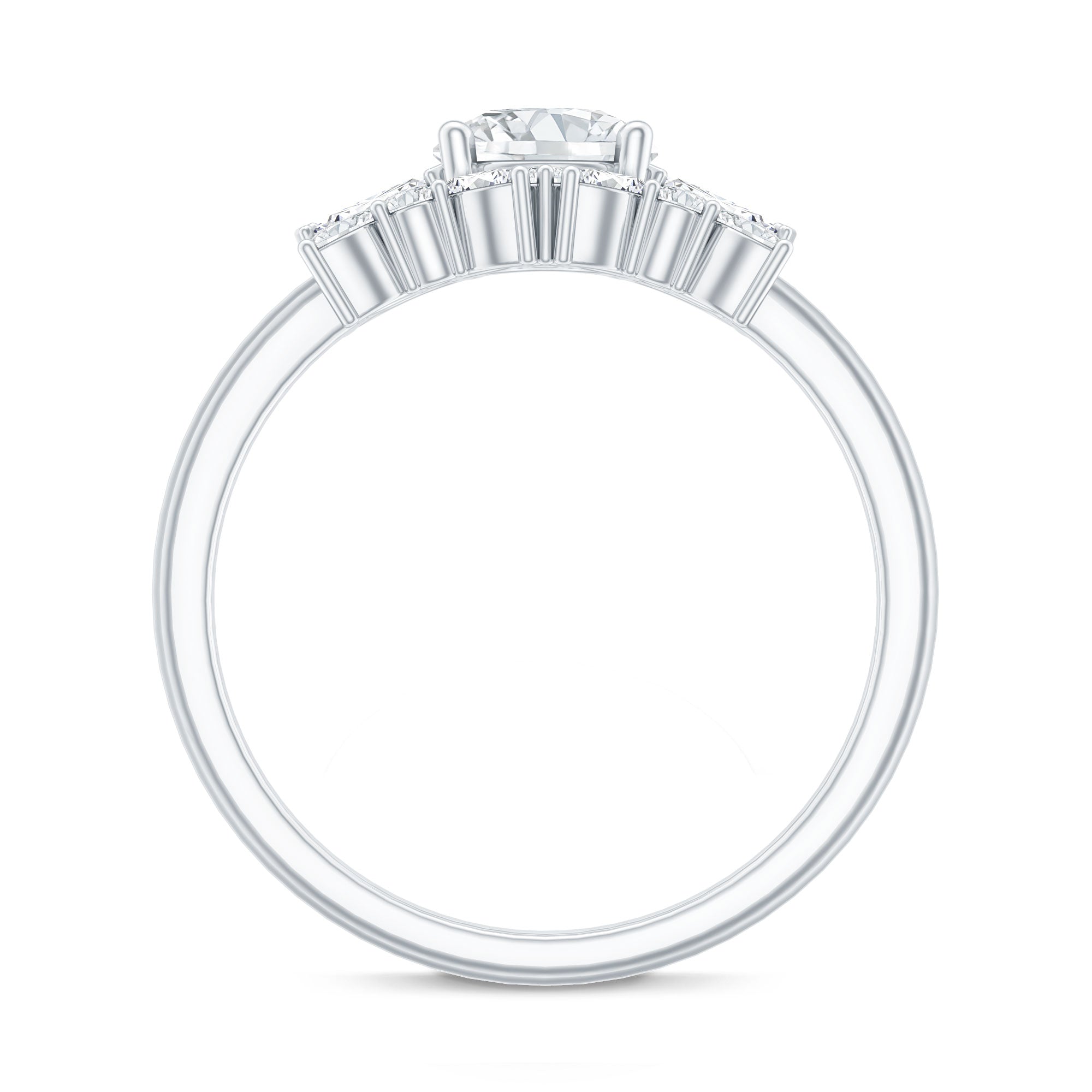 Round Cut Moissanite Bridal Ring Set with Certificate