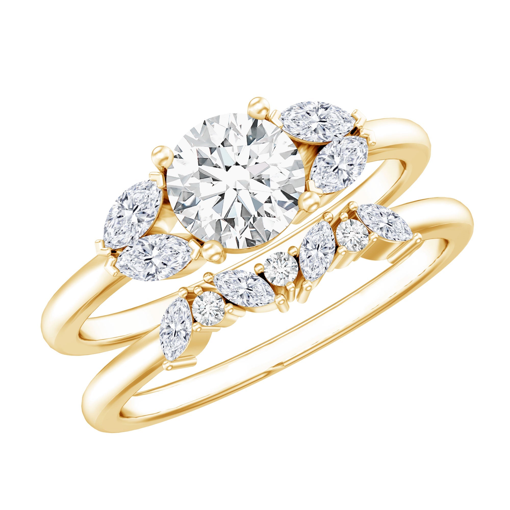 Round Cut Moissanite Bridal Ring Set with Certificate | Rings | Wiccan Center
