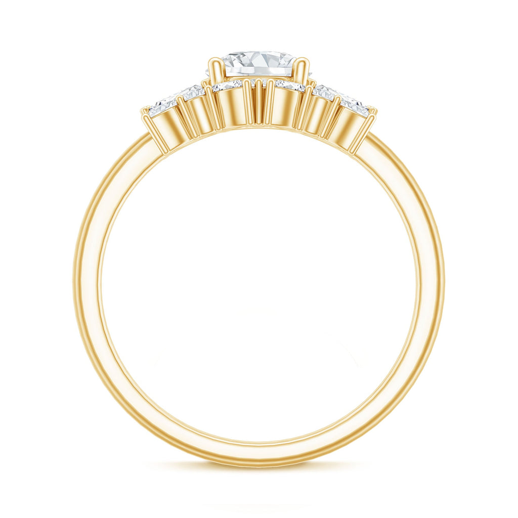 Round Cut Moissanite Bridal Ring Set with Certificate