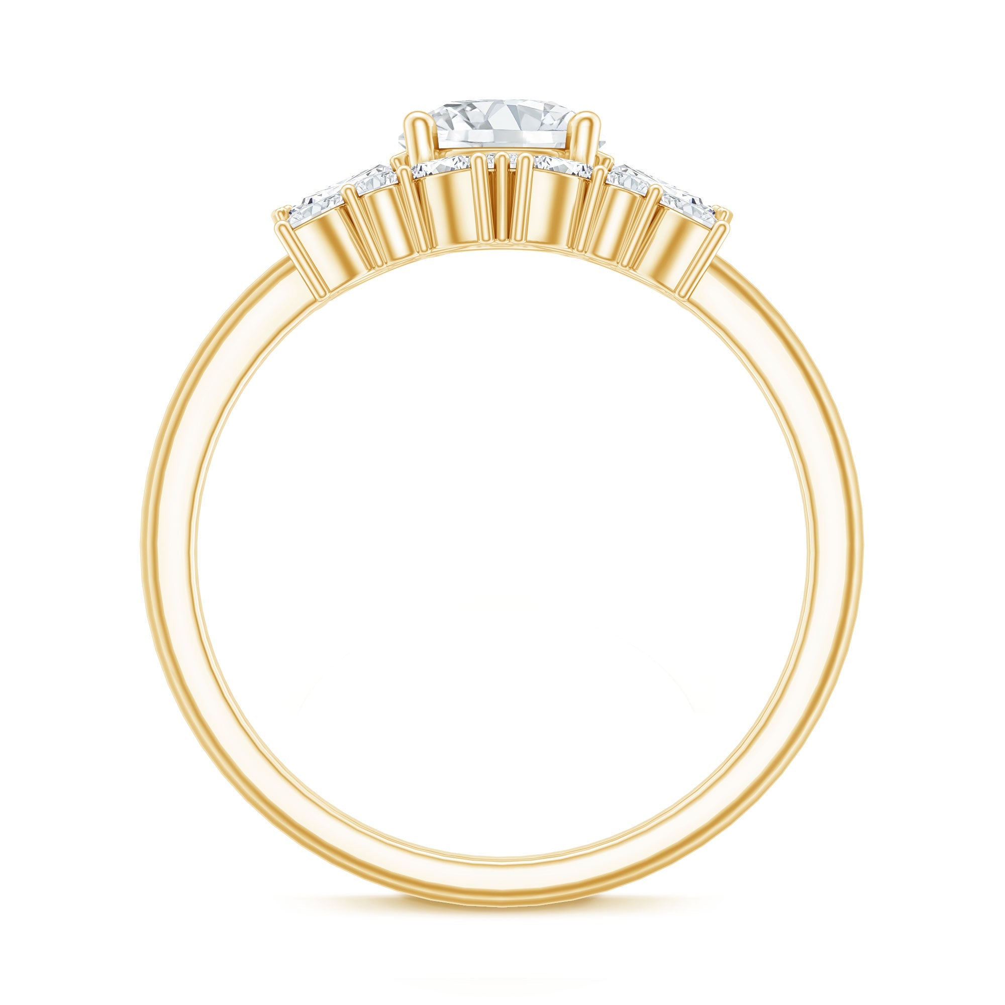 Round Cut Moissanite Bridal Ring Set with Certificate