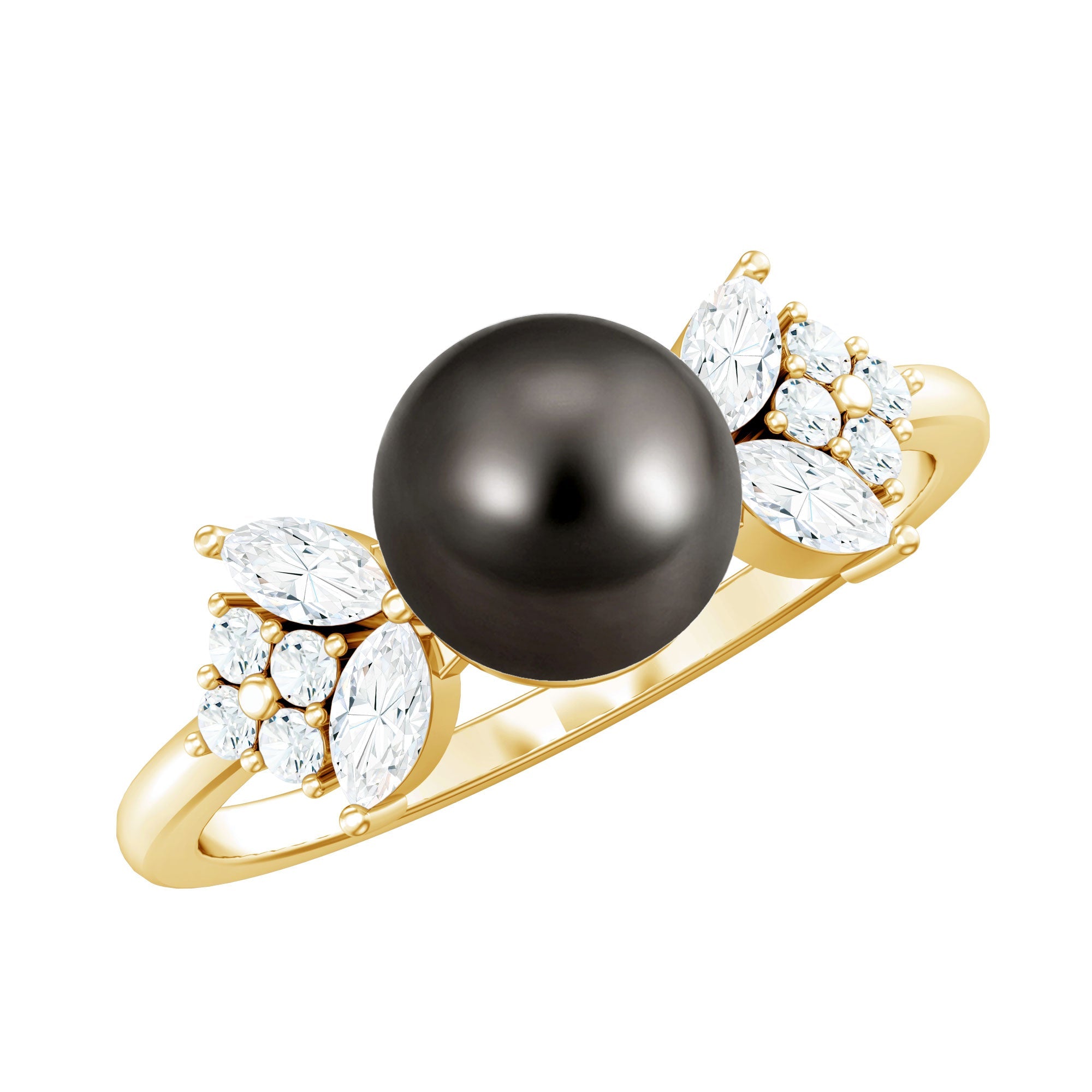Nature Inspired Tahitian Pearl Engagement Ring with Diamond | Rings | Wiccan Center