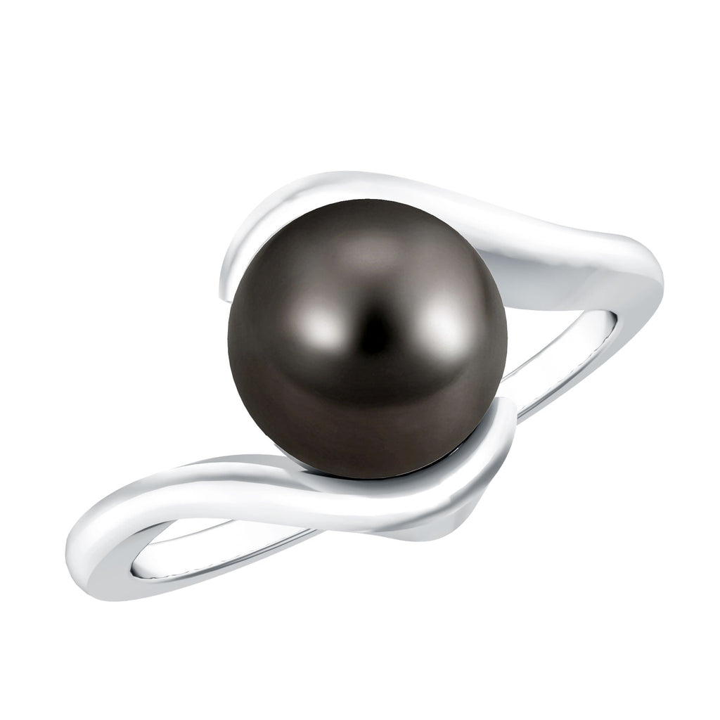 7.5 Carat Certified Tahitian Black Pearl Solitaire Bypass Ring