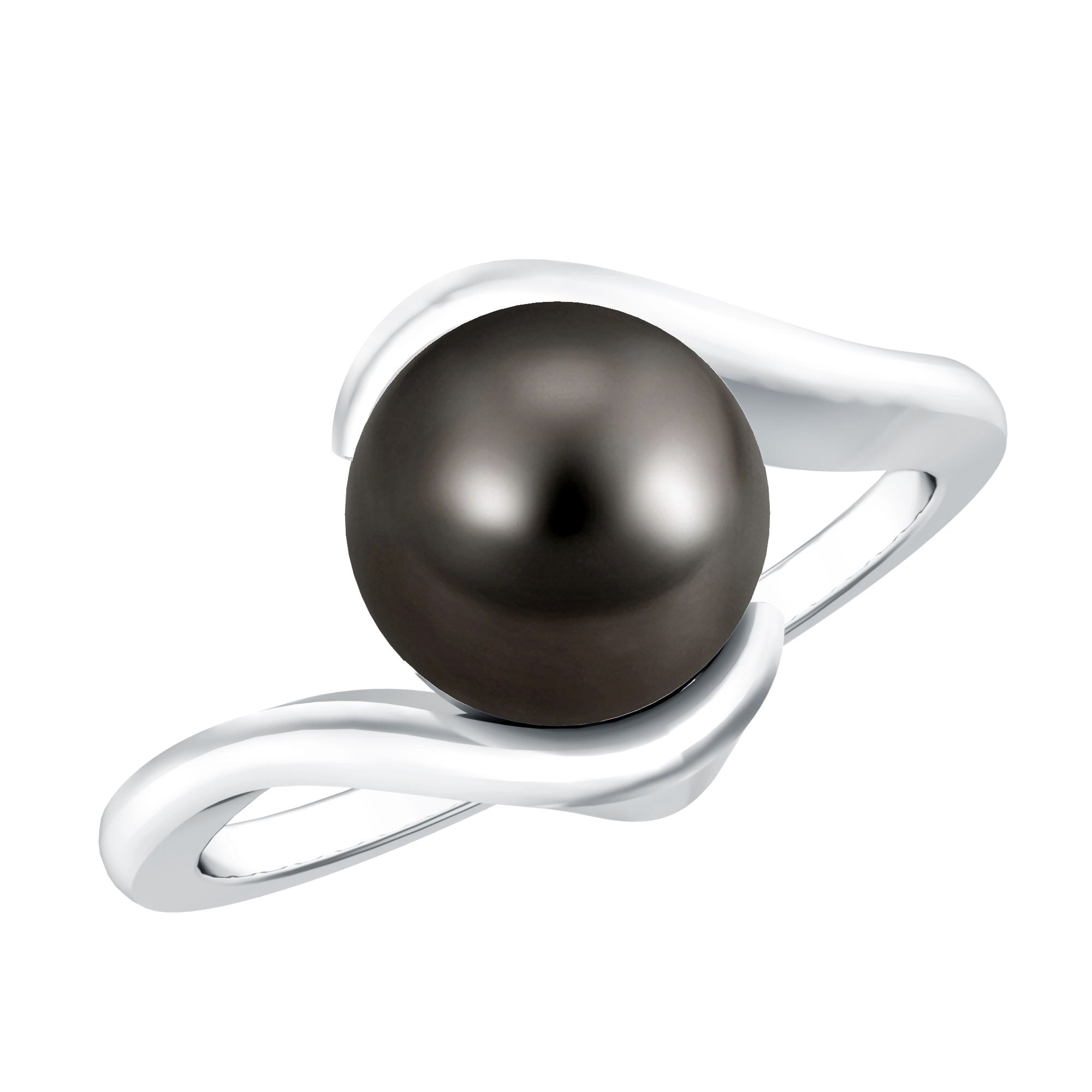 7.5 Carat Certified Tahitian Black Pearl Solitaire Bypass Ring